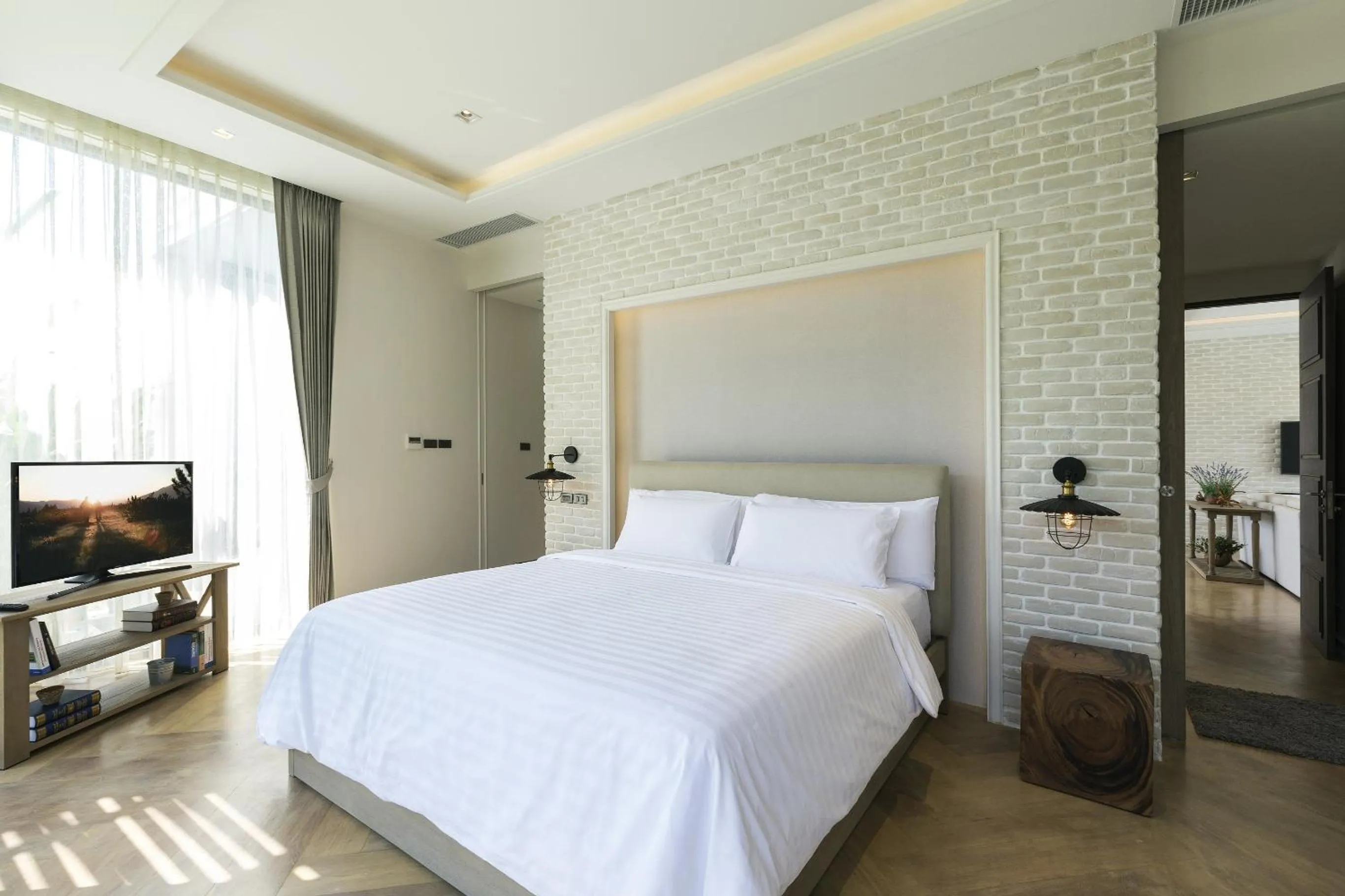 Bed in The Private Pool Villas at Civilai Hill Khao Yai