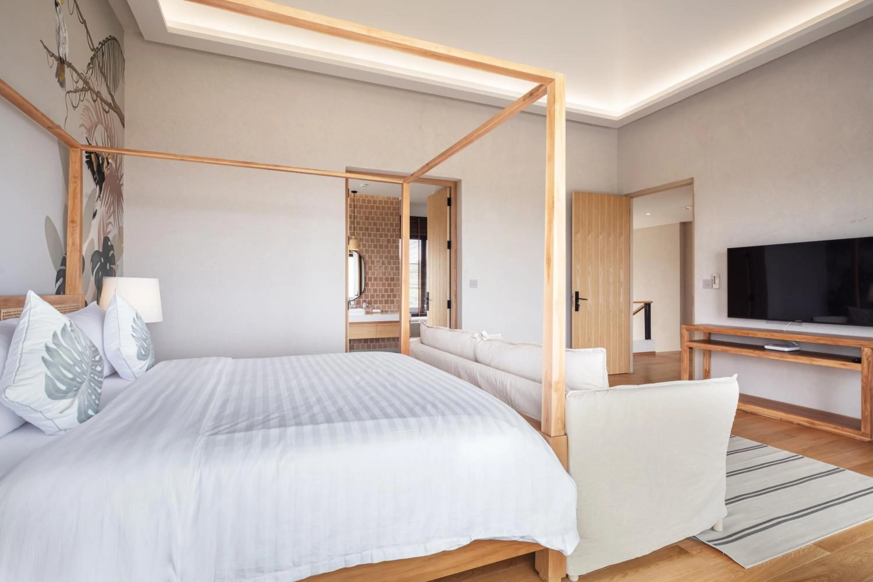 Bed in The Private Pool Villas at Civilai Hill Khao Yai