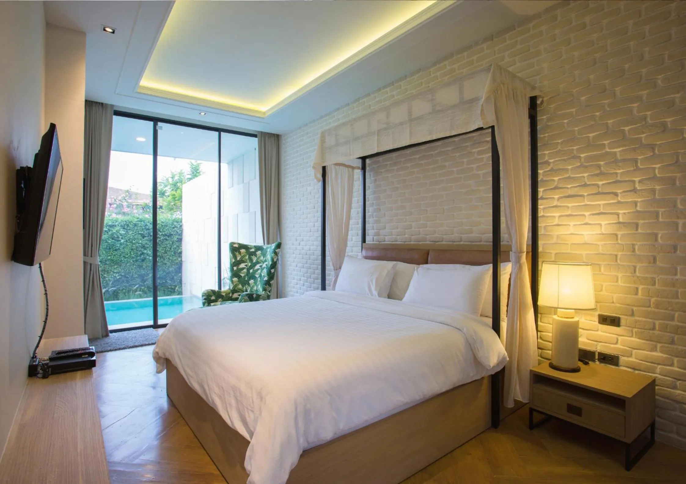 Bed in The Private Pool Villas at Civilai Hill Khao Yai