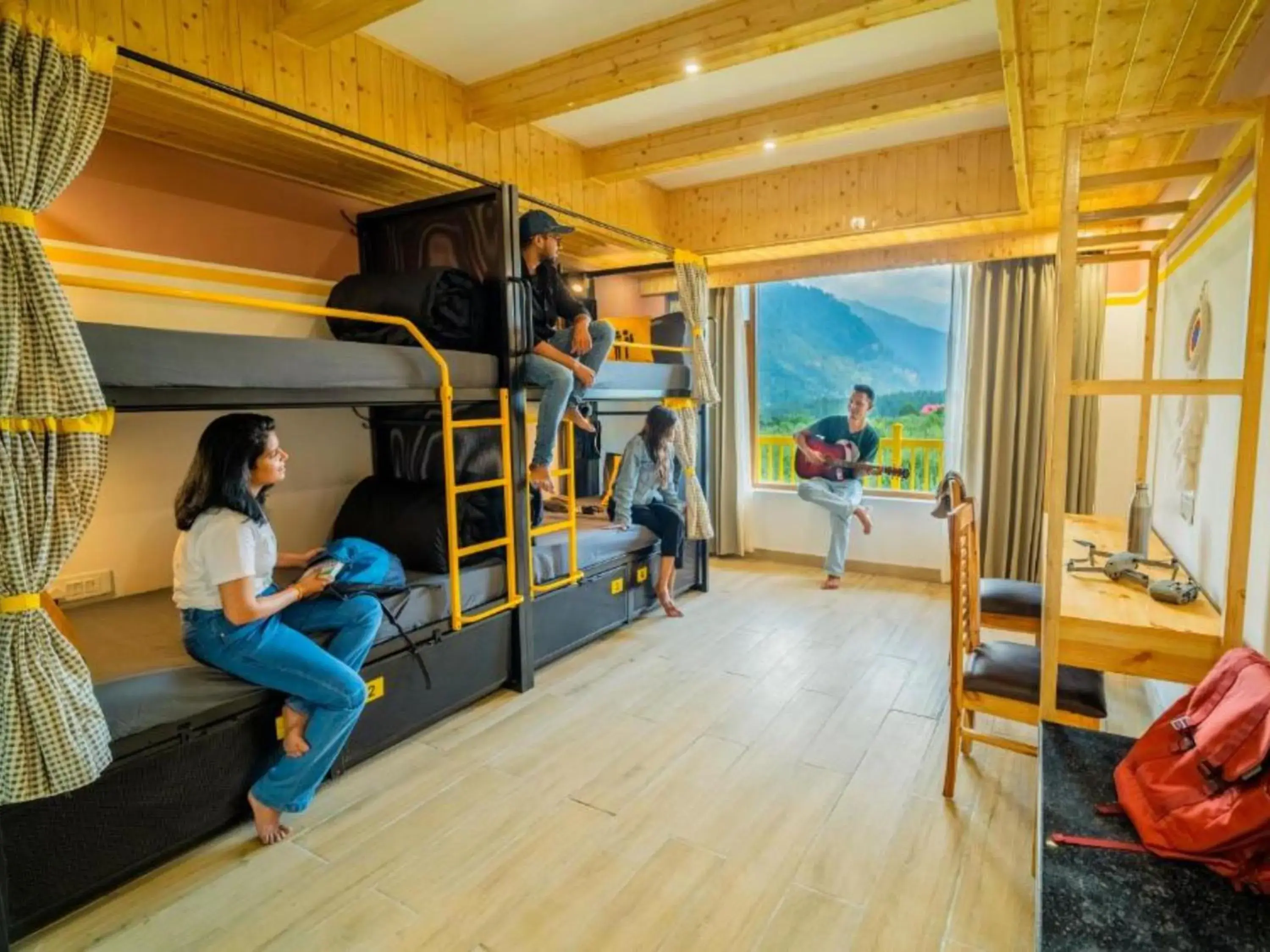 Bed in 4 Bed Mixed Dormitory with Balcony and Valley View in The Hosteller Old Manali, Manu Temple Bed in 4 Bed Mixed Dormitory with Balcony and Valley View in The Hosteller Old Manali, Manu Temple