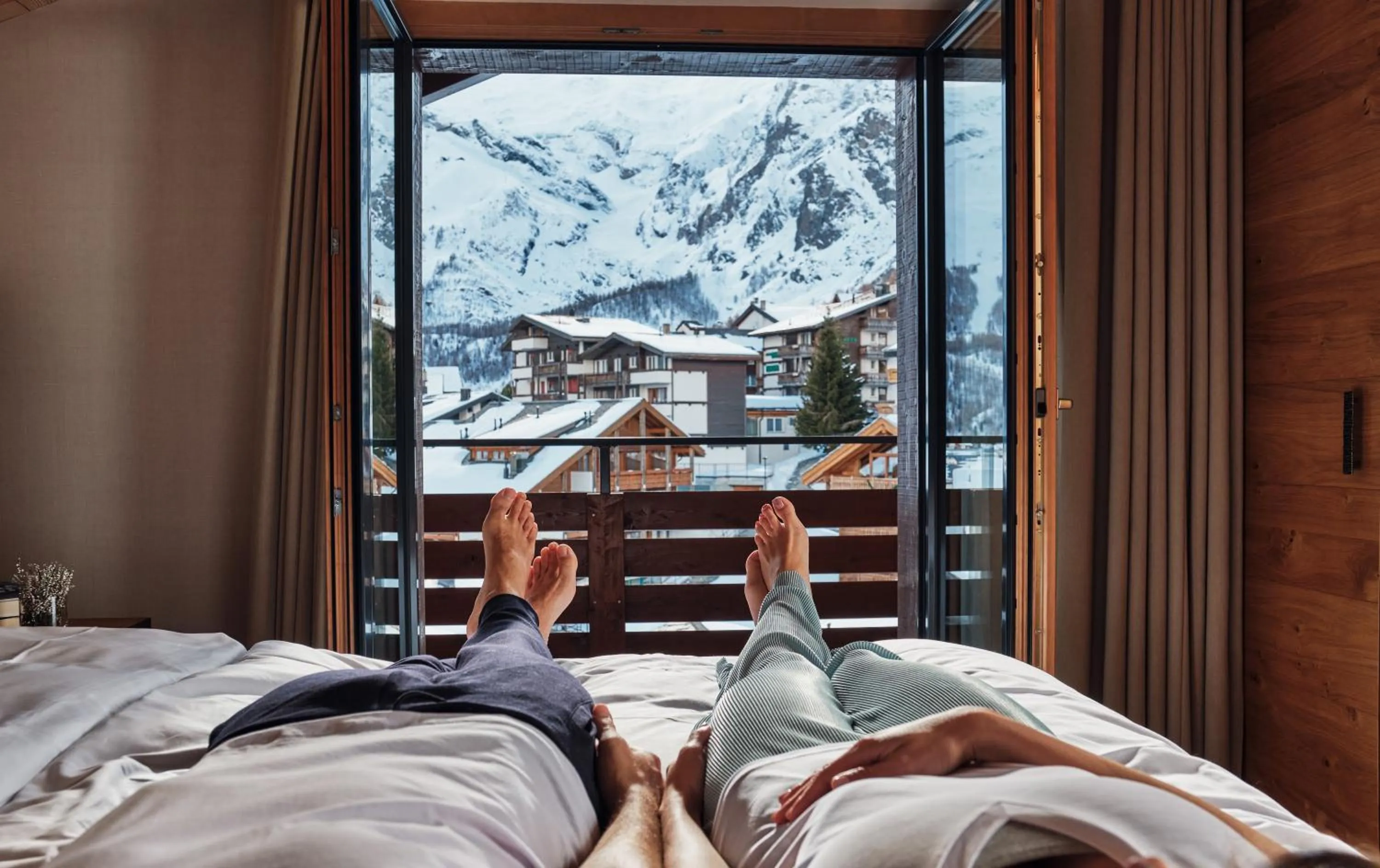 View (from property/room), Bed in The Capra Saas-Fee