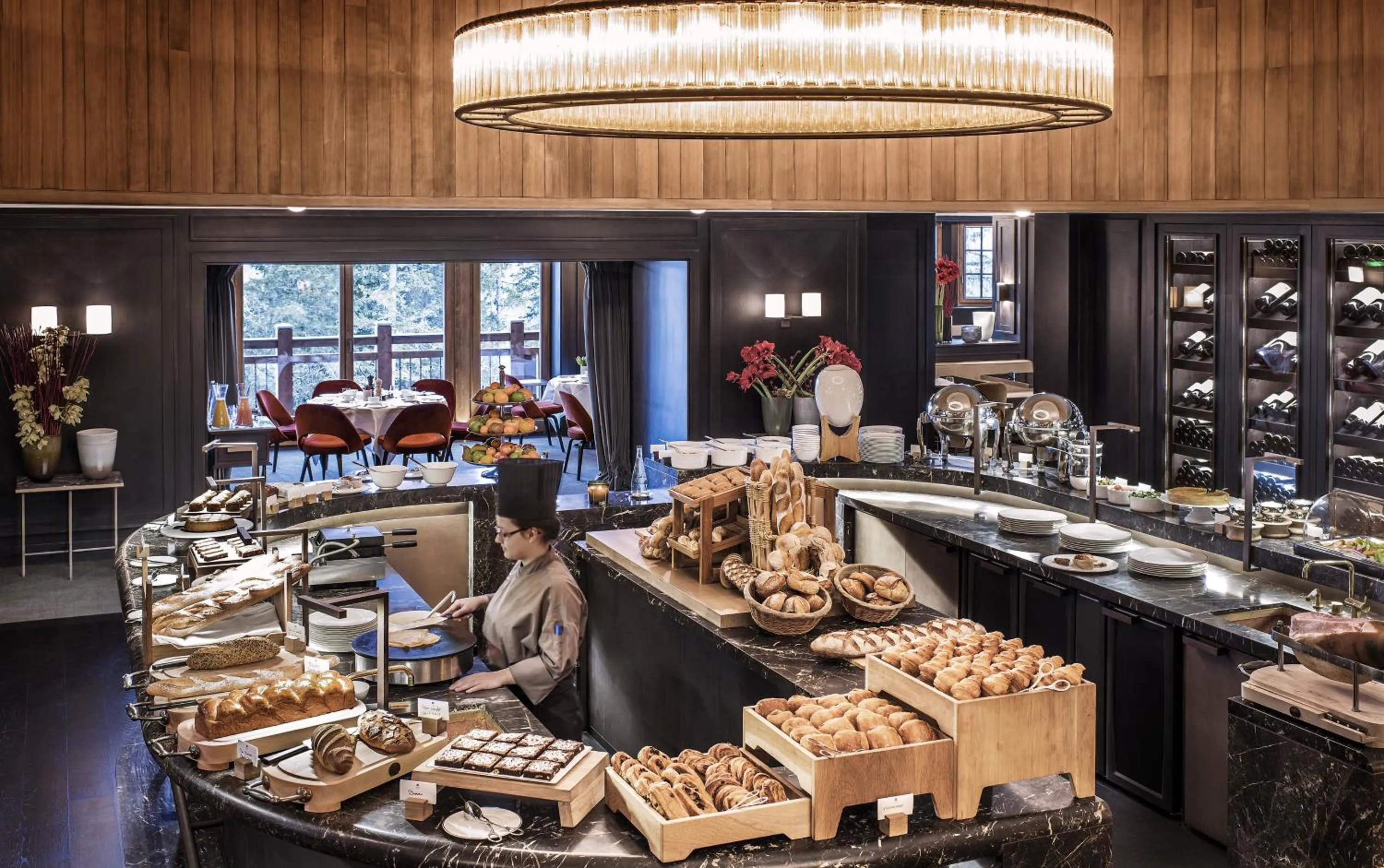 Buffet breakfast in Apogée Courchevel, Oetker Hotels