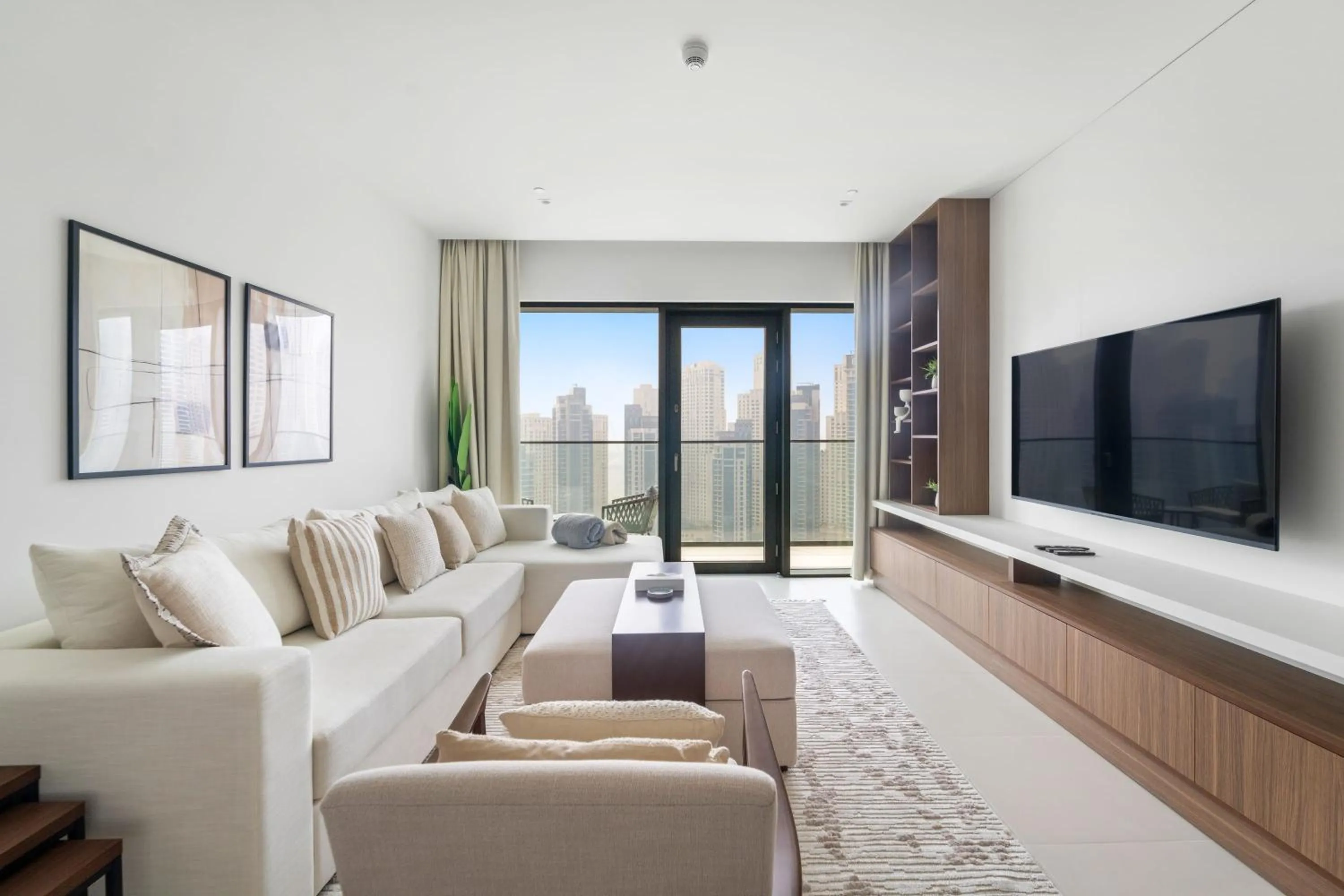 Living room in Silkhaus Chic 1BDR with 1 Study Room in Dubai Marina