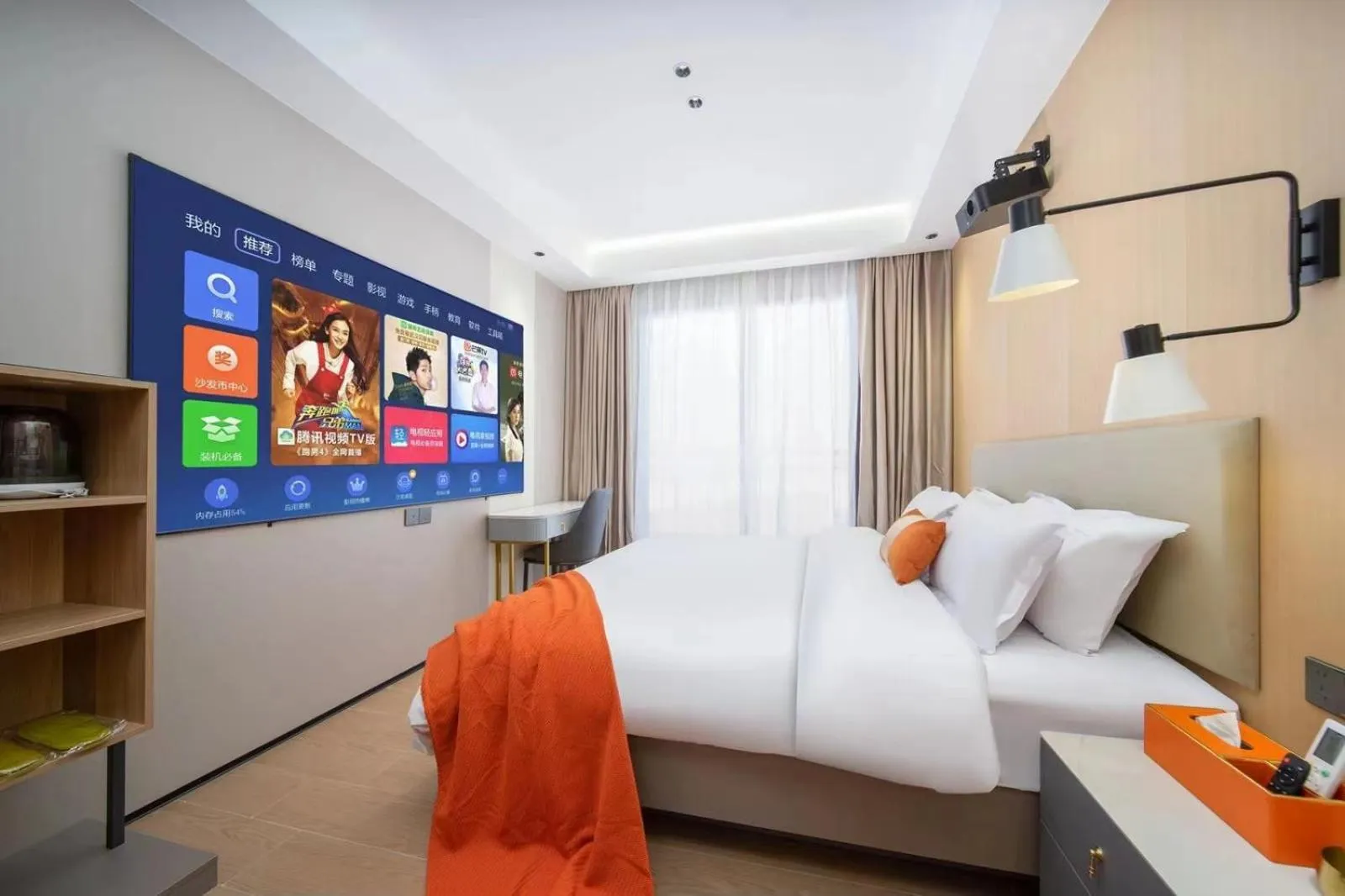 Communal lounge/ TV room, Bed in Guangzhou Yashe International Apartment