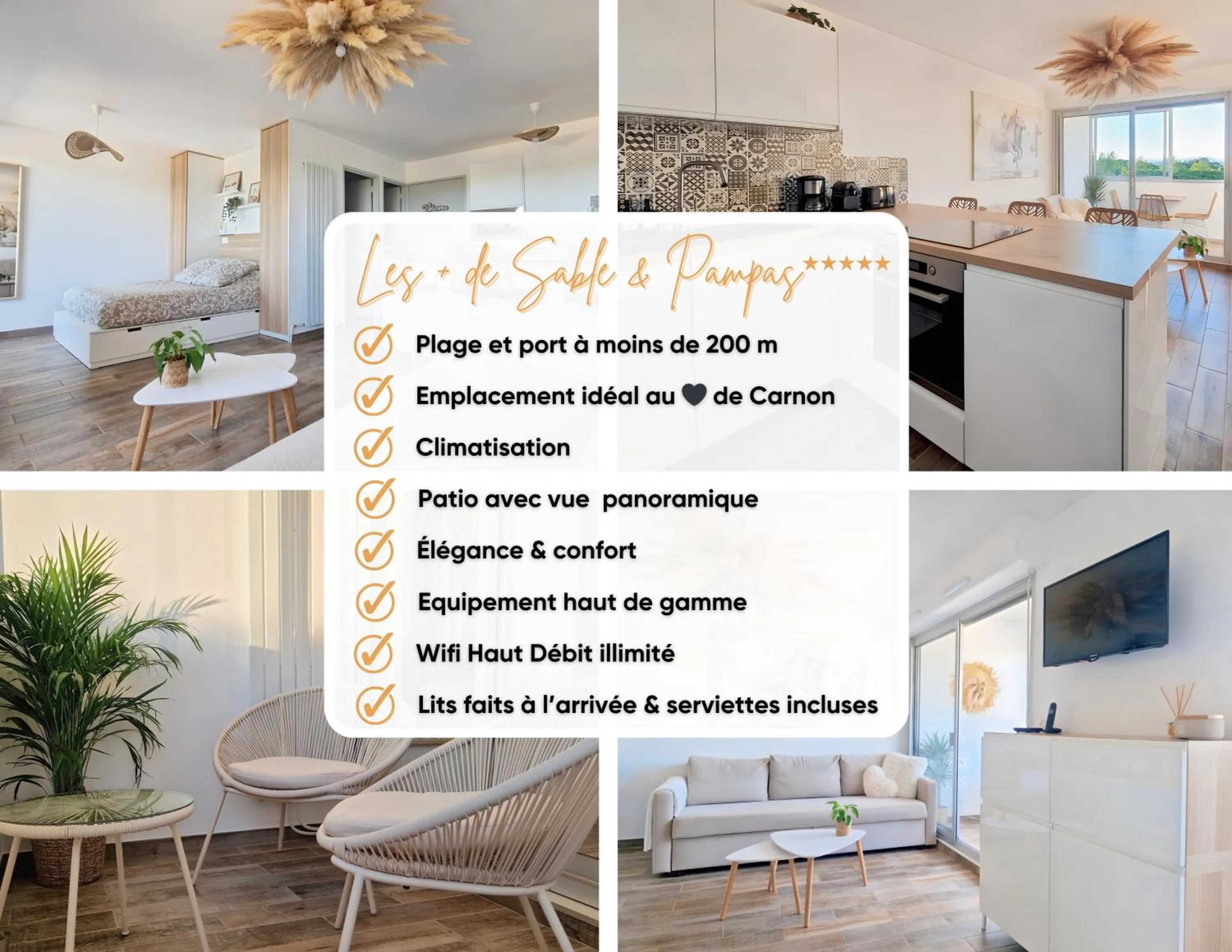 Text overlay in Sable & Pampas - Meublé de Tourisme 5 étoiles