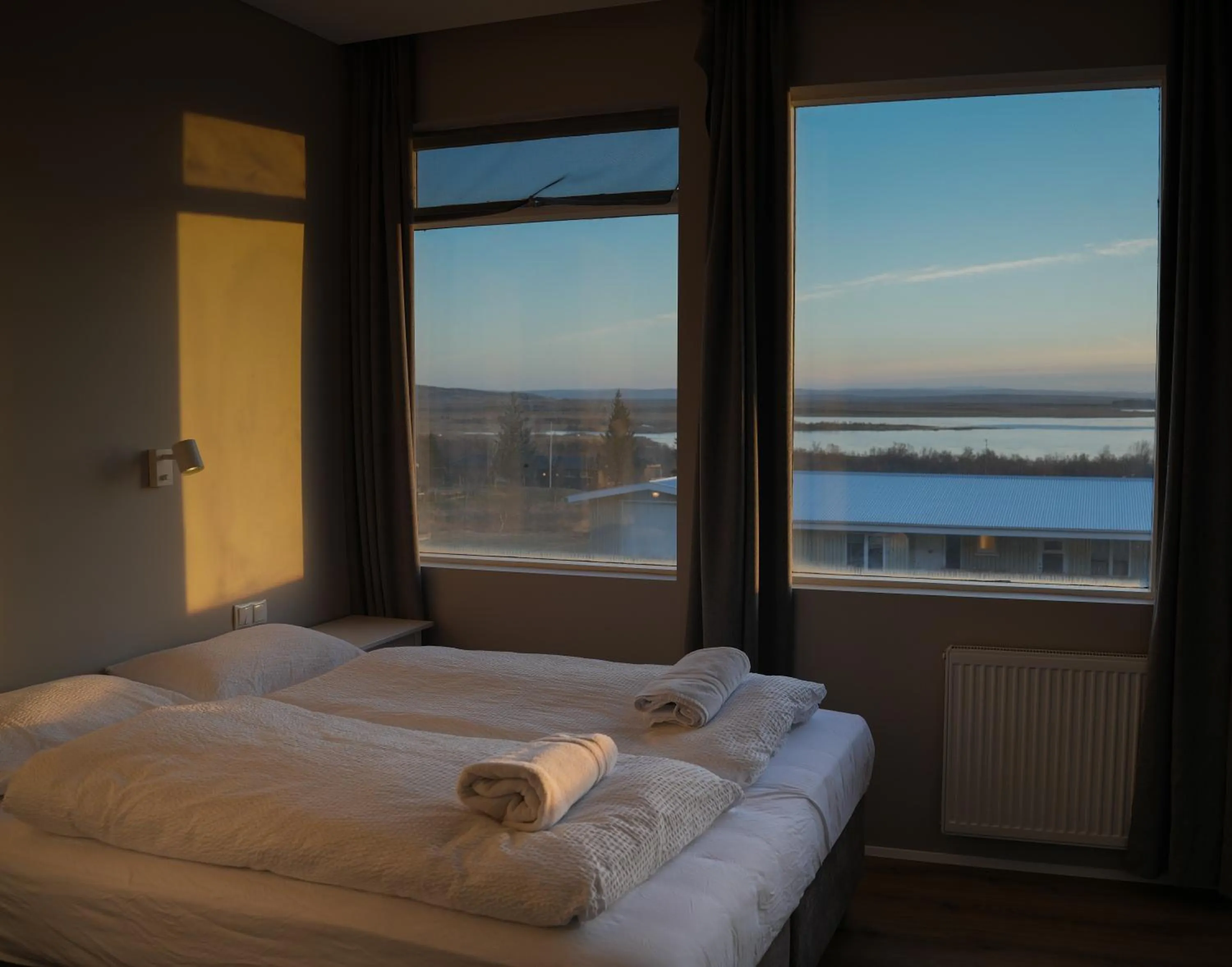 View (from property/room), Bed in Hótel Laugarvatn