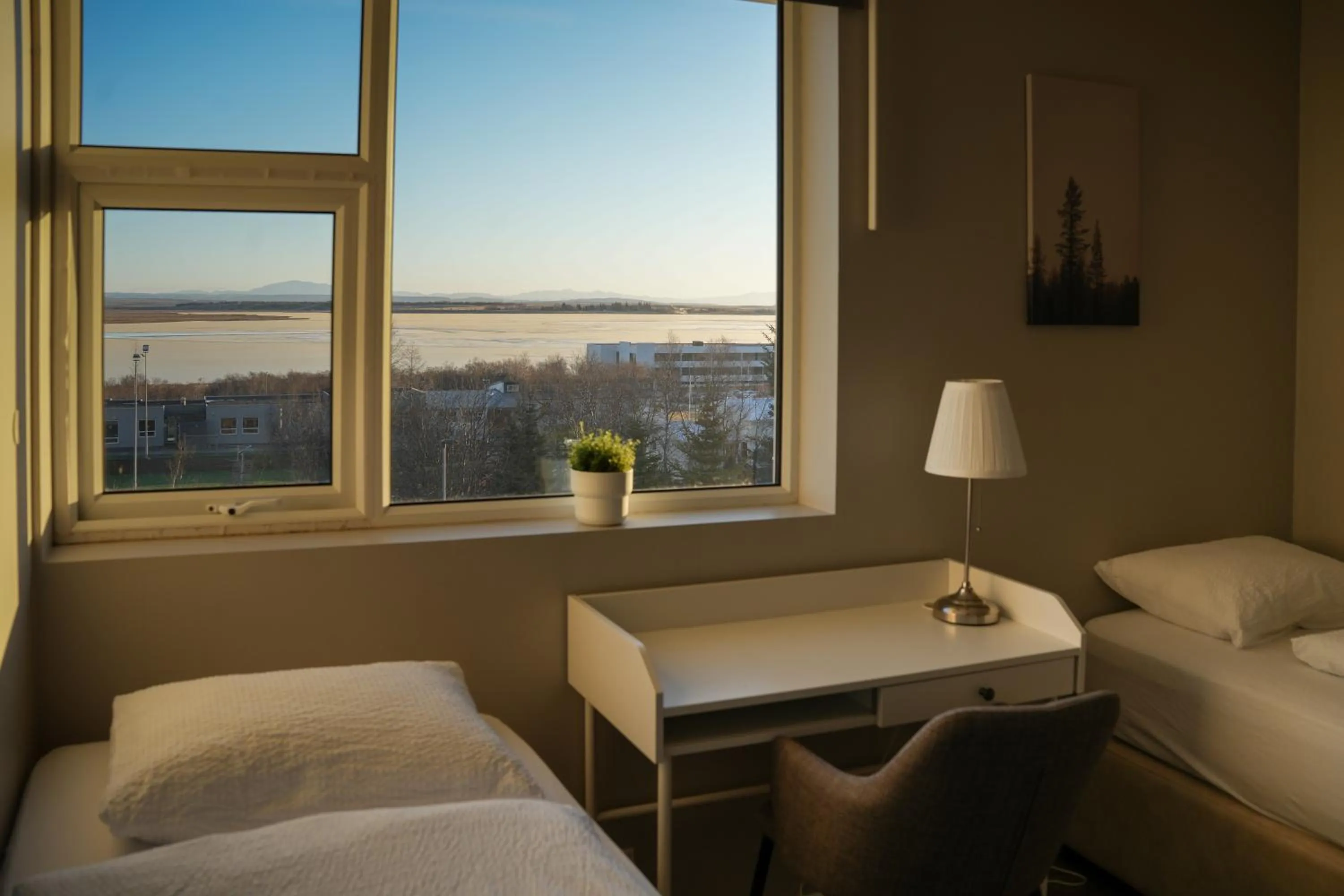 View (from property/room), Bed in Hótel Laugarvatn