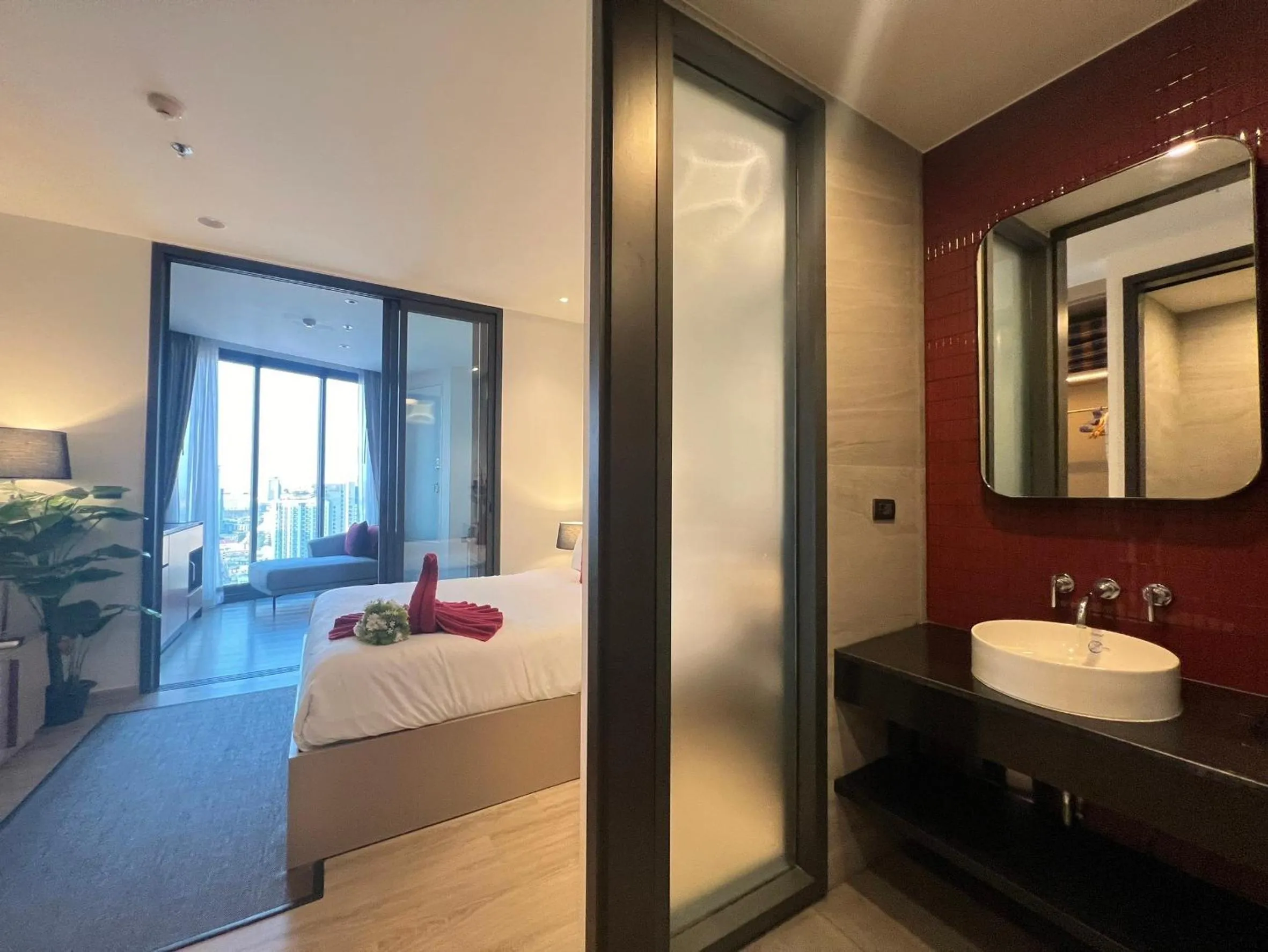Bathroom, Bed in Edge Central Pattaya by Mickey