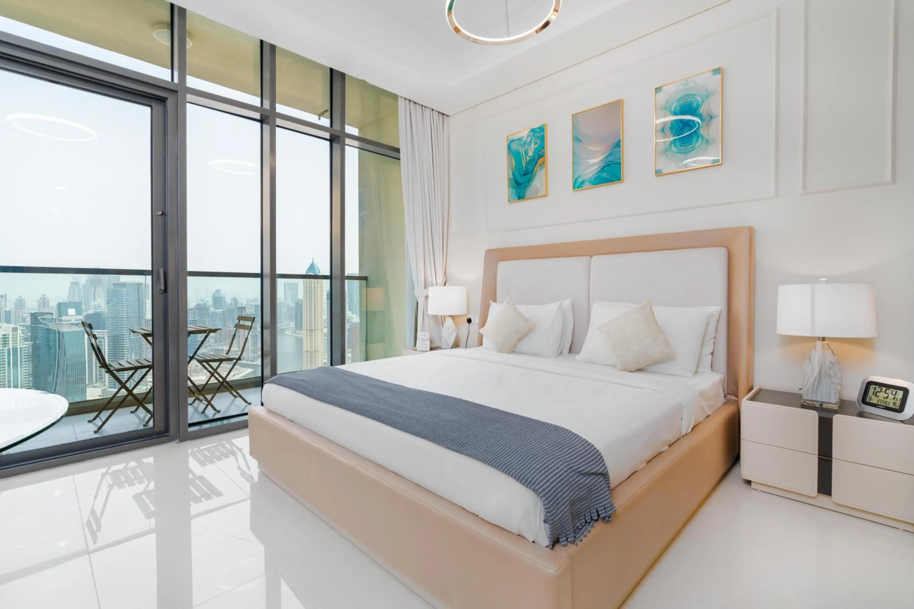 Bed in Lux BnB Aykon Tower I Skyline Canal Views