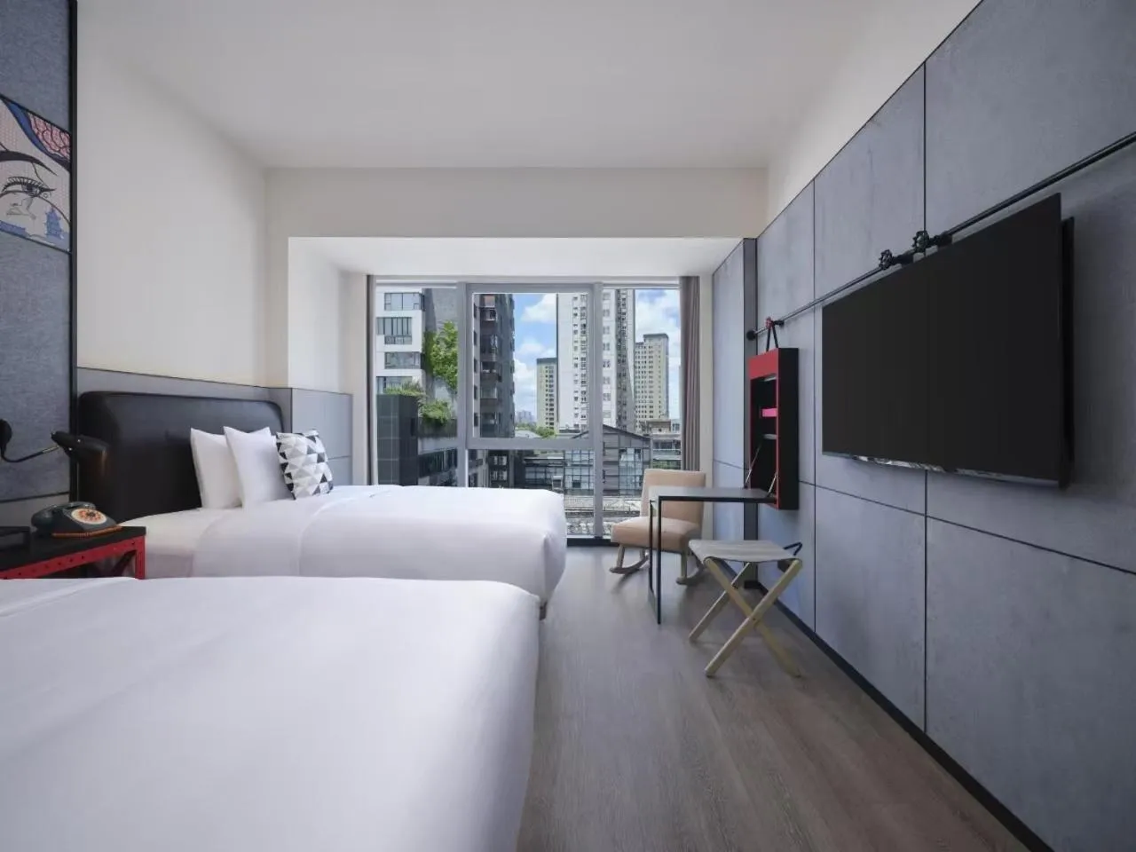 Photo of the whole room, Bed in Moxy Ningbo Old Bund