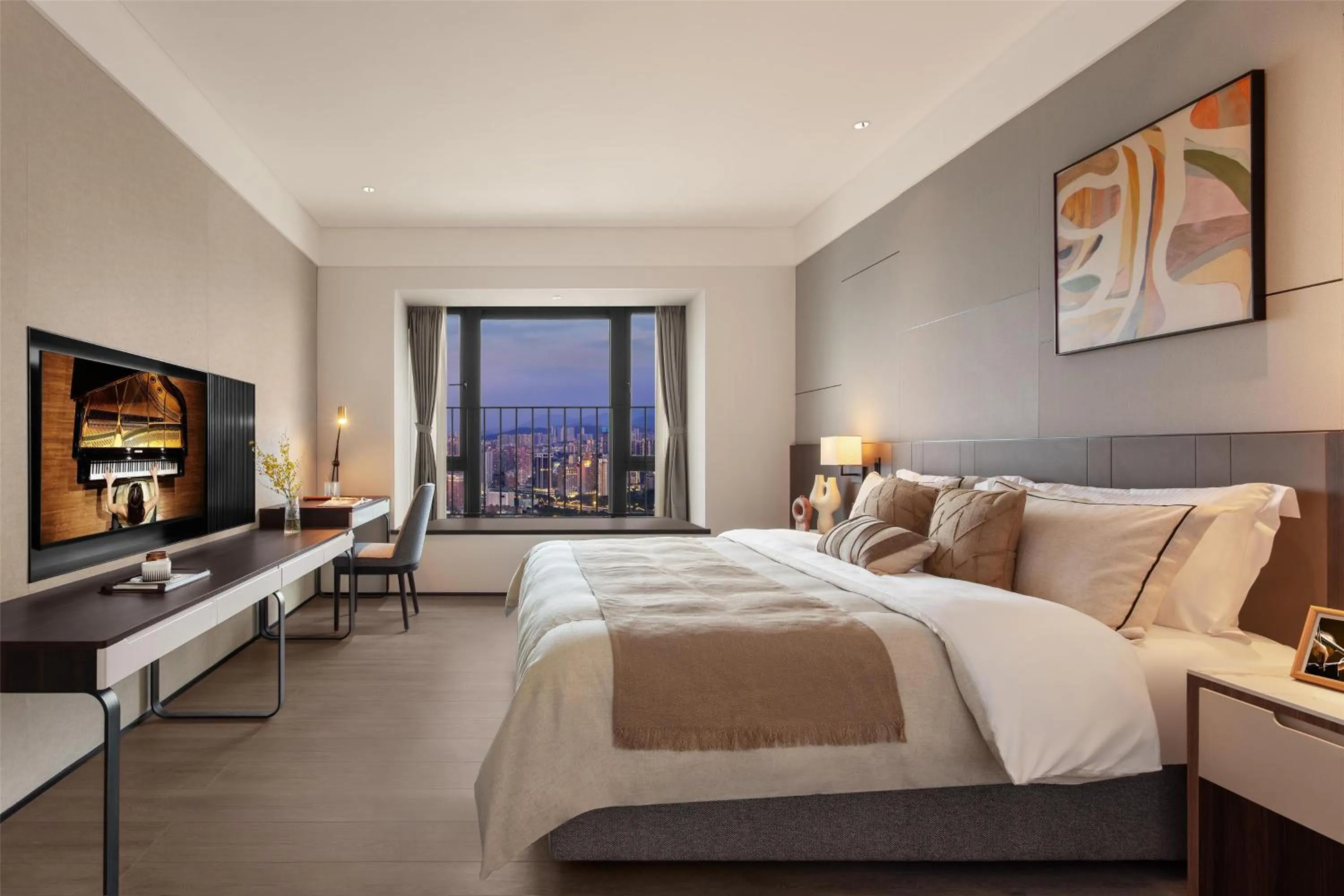 Bedroom, Bed in Ascott Fengyishan Shenzhen