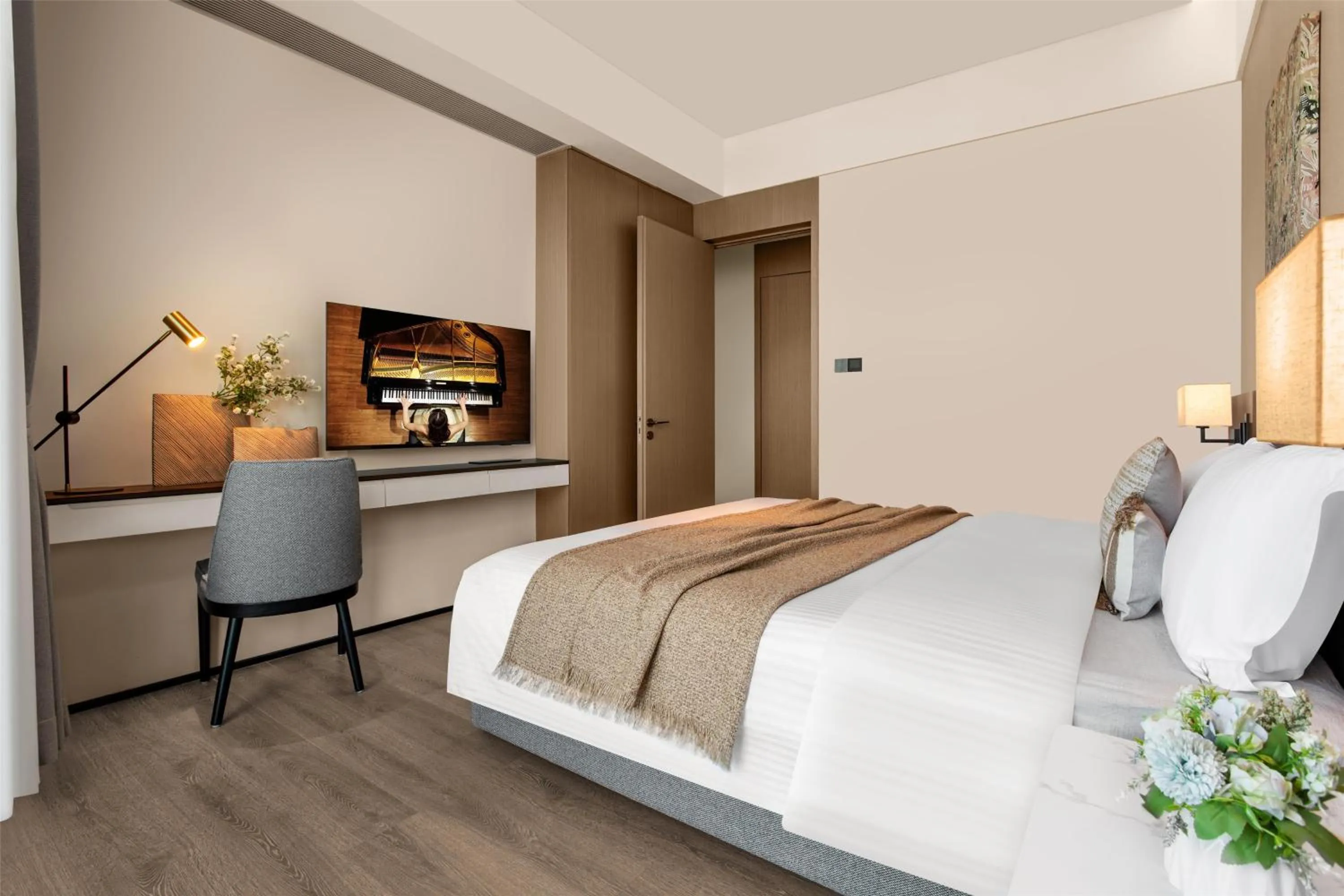 Bedroom, Bed in Ascott Fengyishan Shenzhen