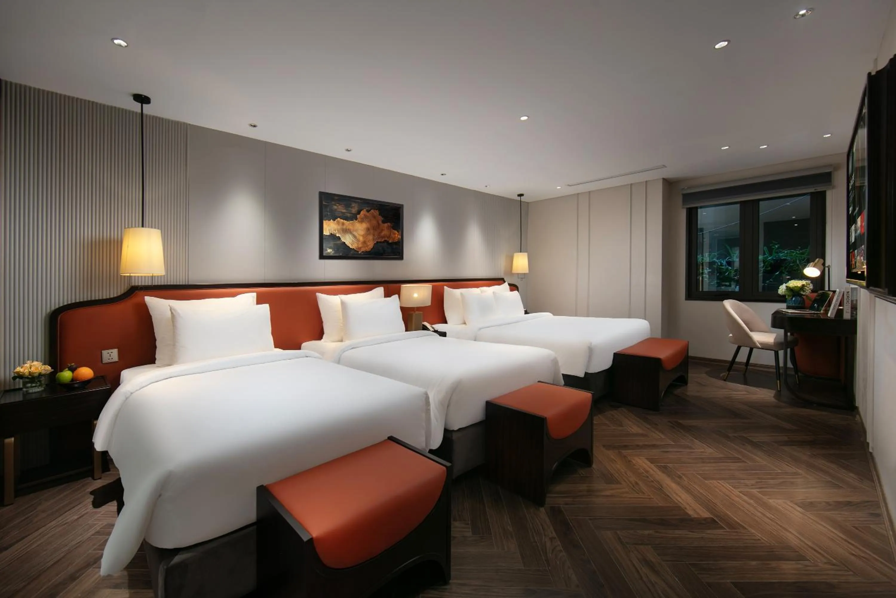 Bed in Le Premier Hotel & Rooftop Bar