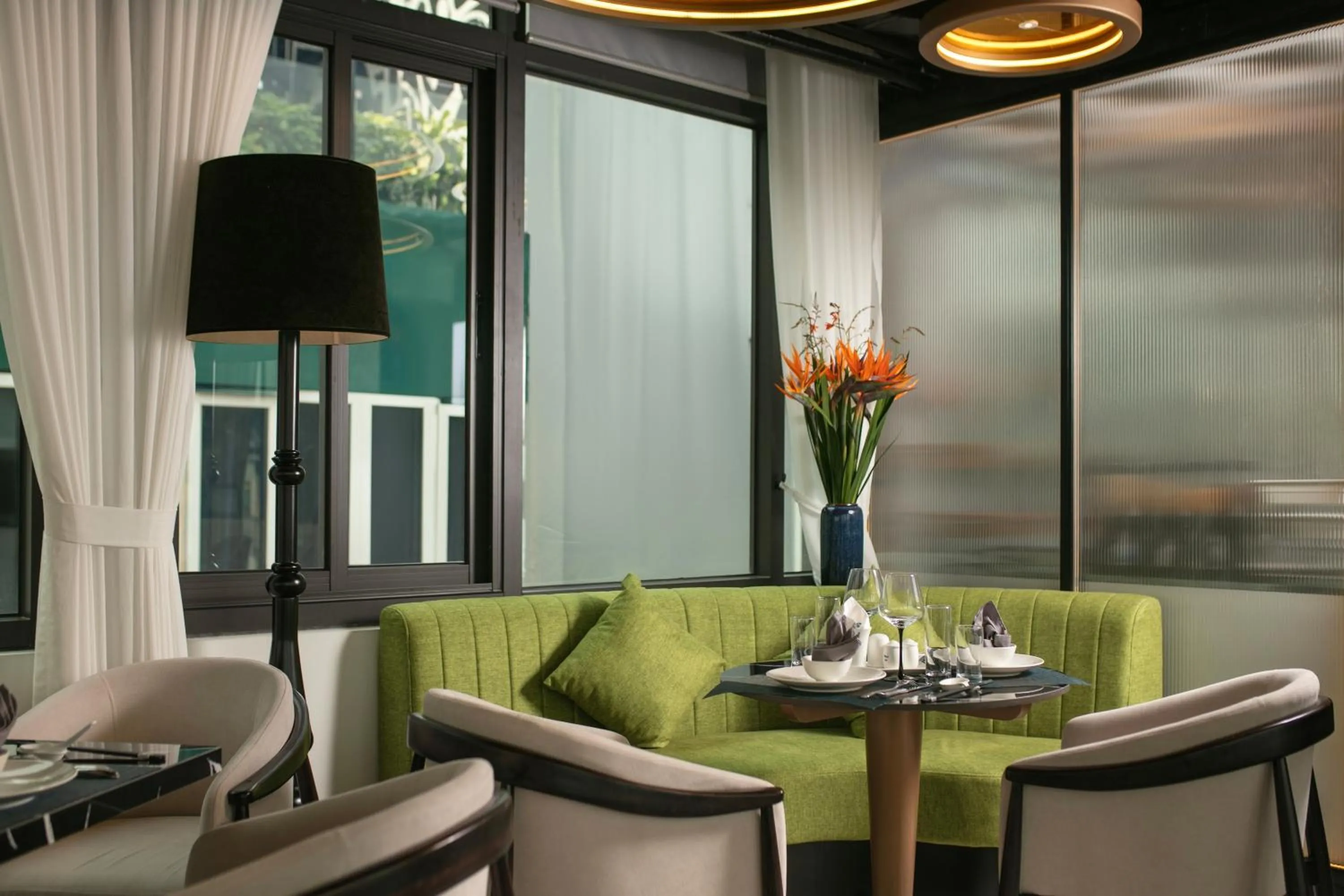 Seating area in Le Premier Hotel & Rooftop Bar