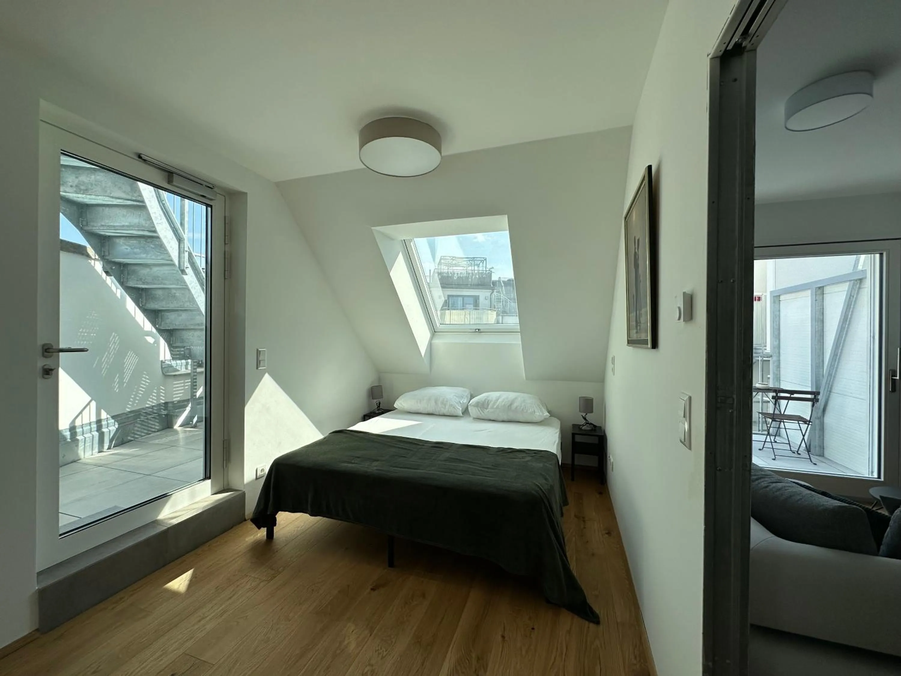 Bed in FeelHome-Dachterrasse-4 Gäste-WiFi