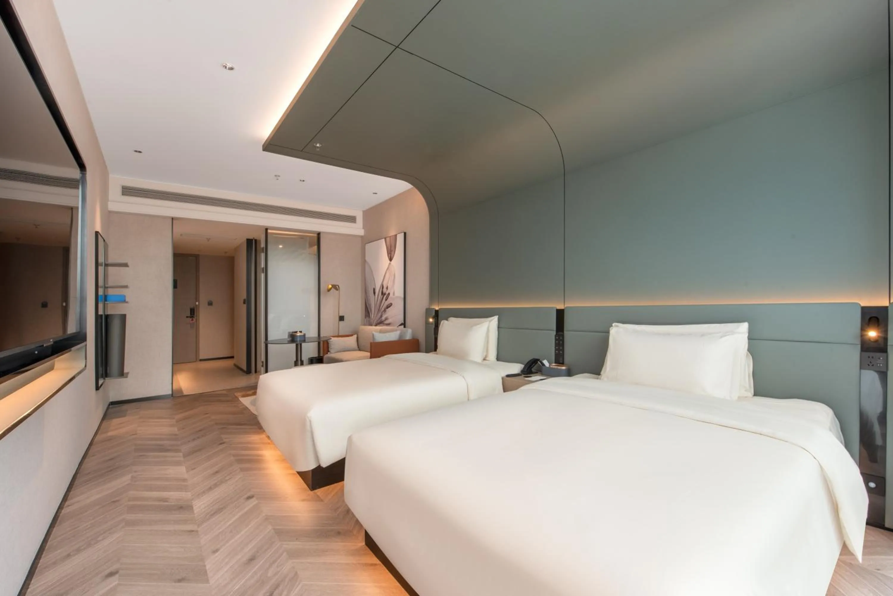 Bed in Atour S Hotel Shenzhen Nanshan Science and Technology Park Hi-Tech Centre