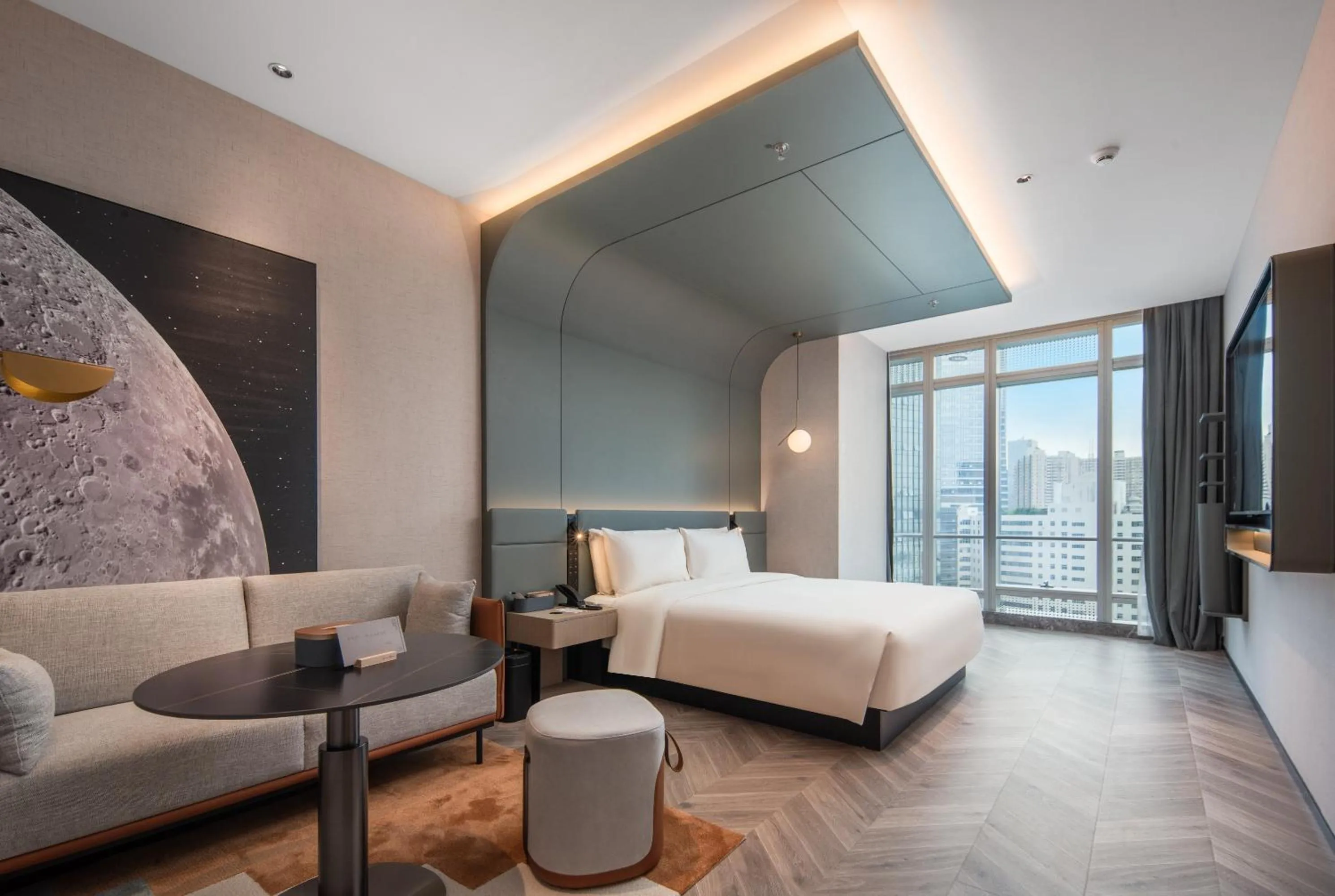 Bed in Atour S Hotel Shenzhen Nanshan Science and Technology Park Hi-Tech Centre
