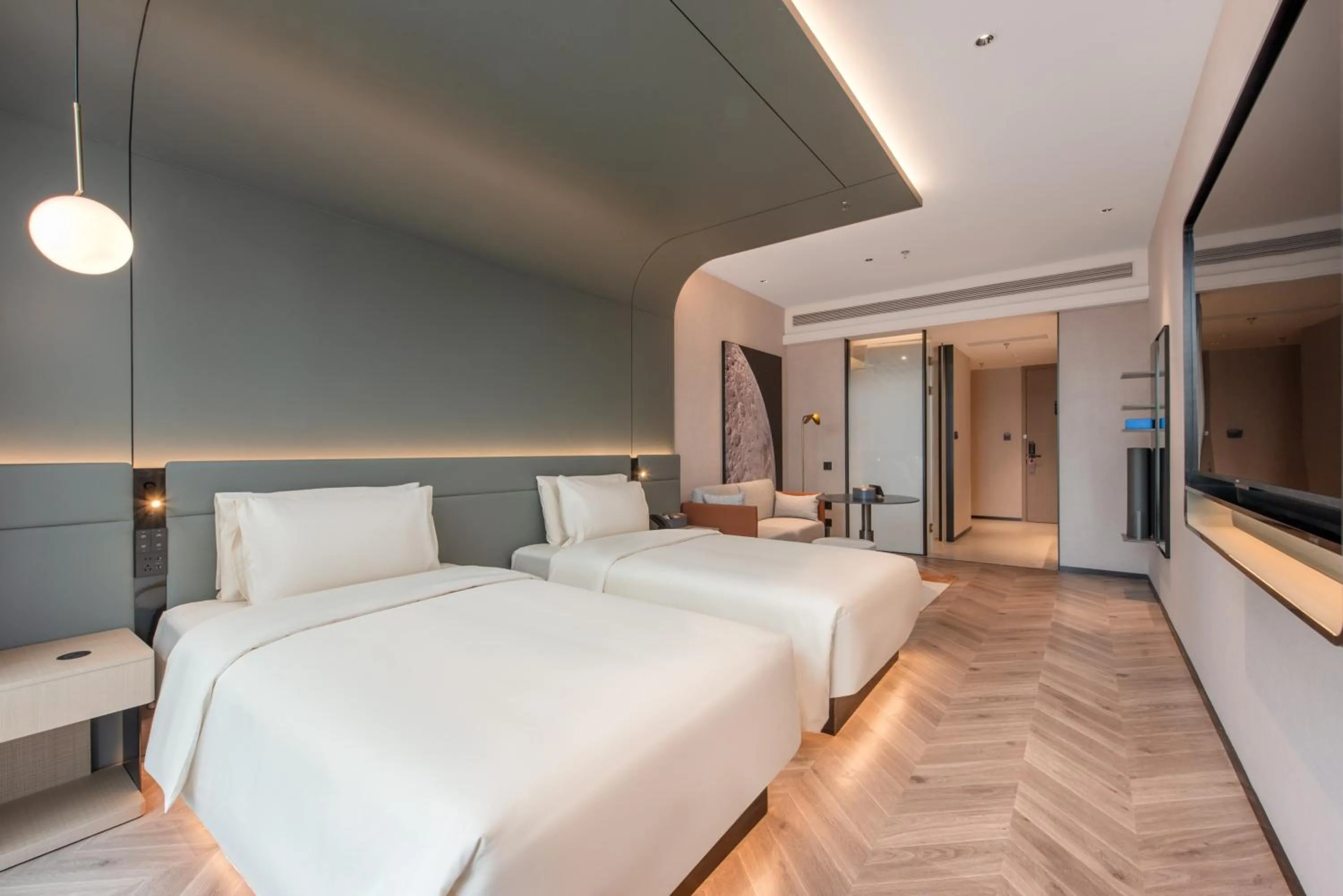 Bed in Atour S Hotel Shenzhen Nanshan Science and Technology Park Hi-Tech Centre
