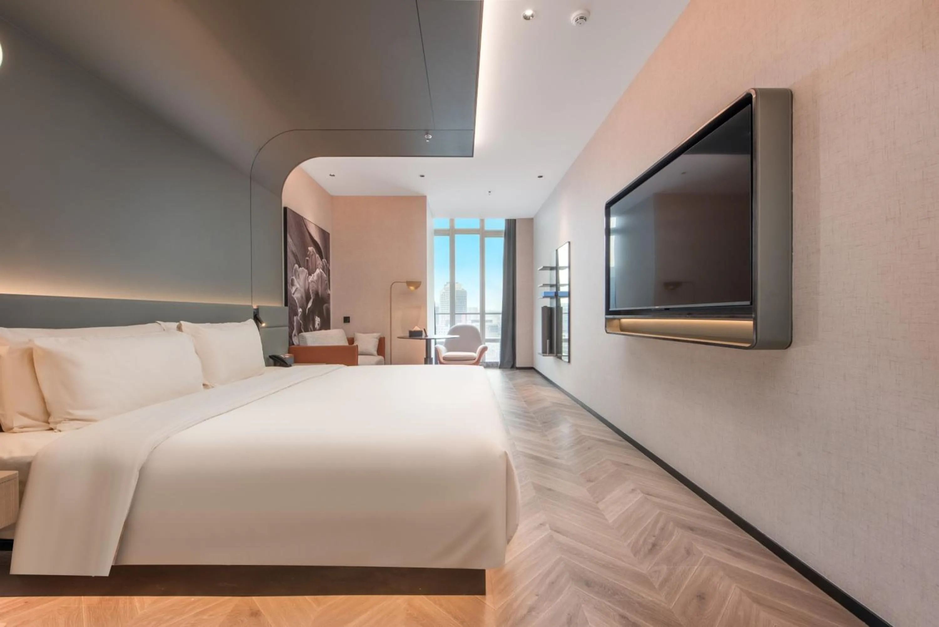 Bed in Atour S Hotel Shenzhen Nanshan Science and Technology Park Hi-Tech Centre