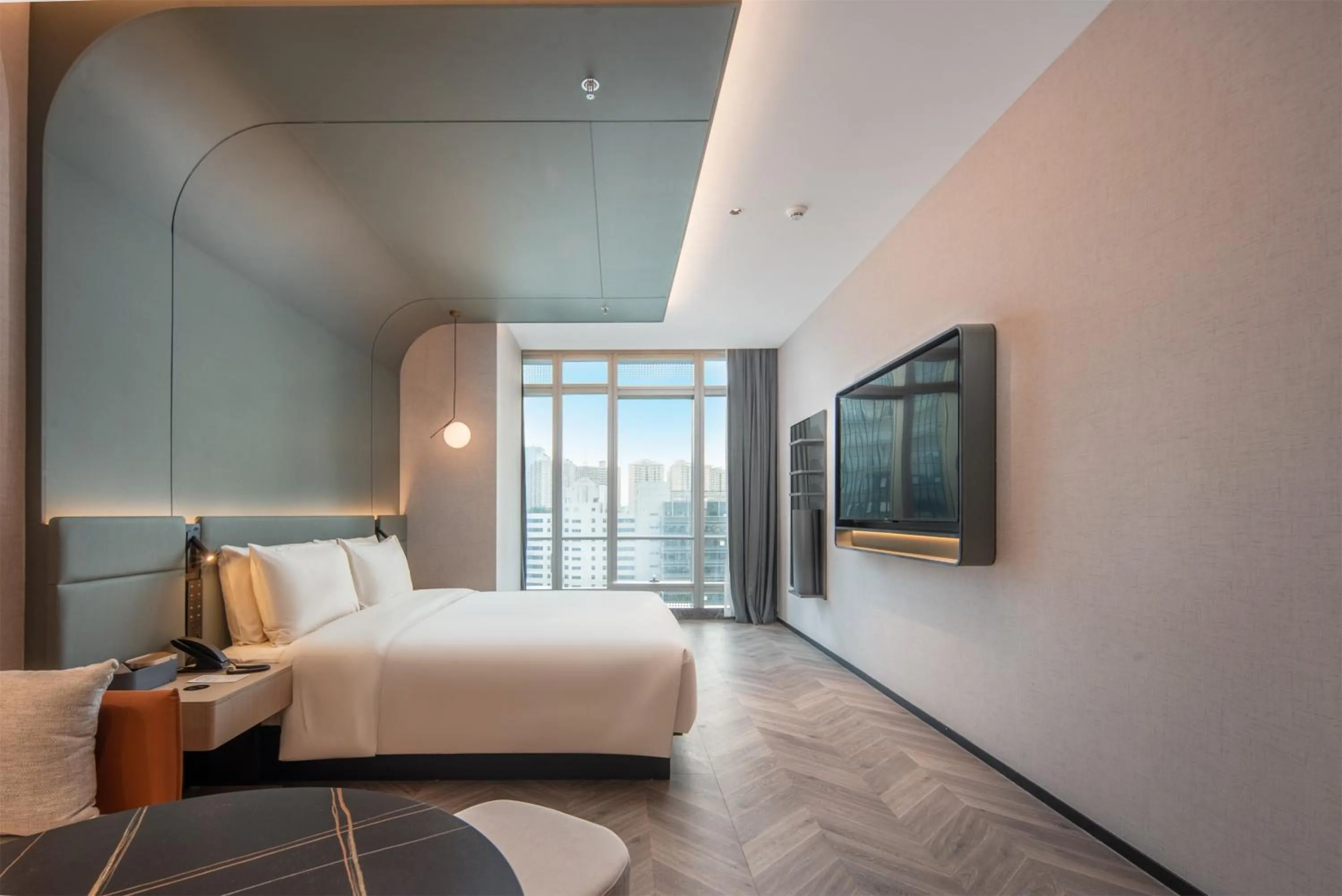 Bed in Atour S Hotel Shenzhen Nanshan Science and Technology Park Hi-Tech Centre