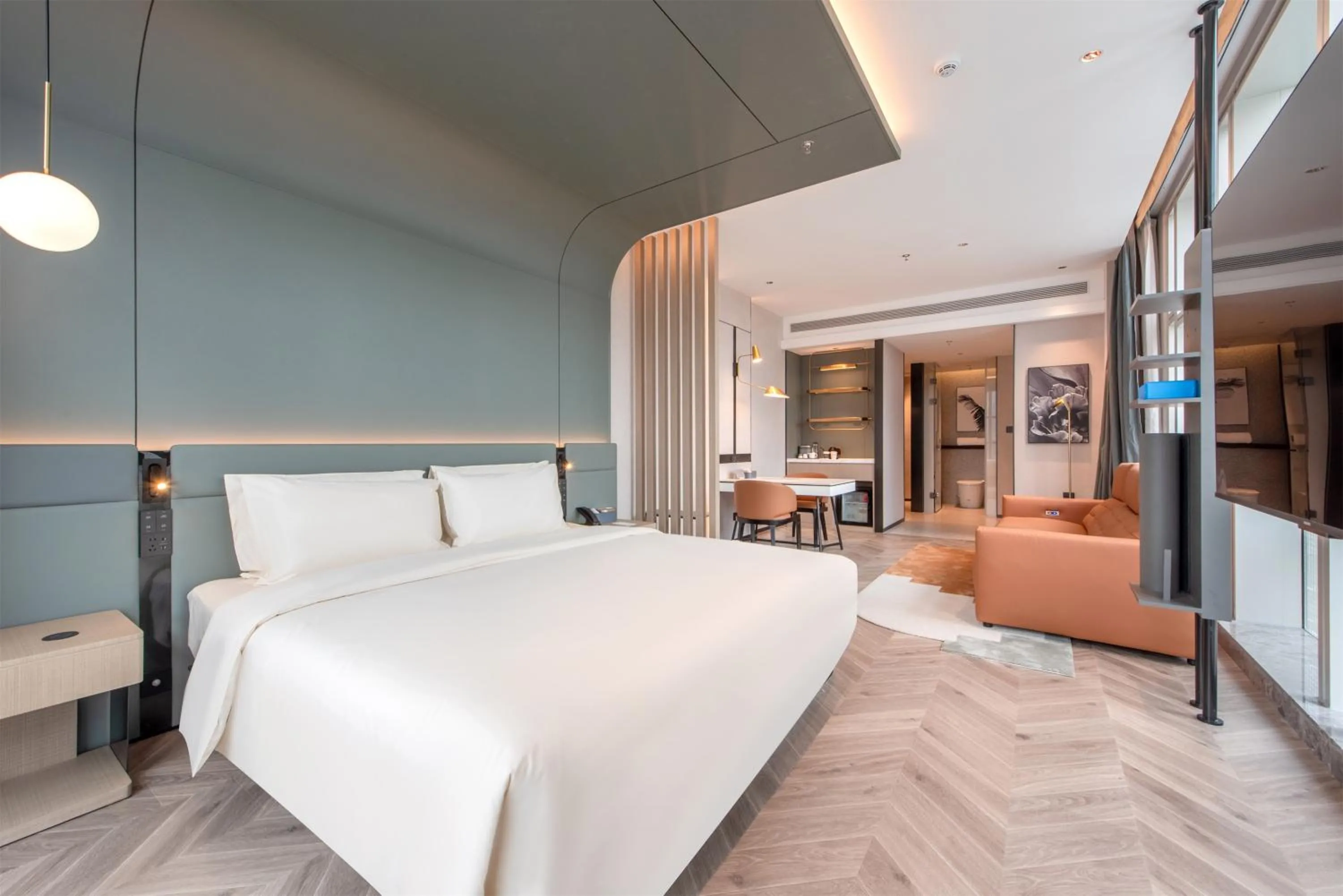 Bed in Atour S Hotel Shenzhen Nanshan Science and Technology Park Hi-Tech Centre