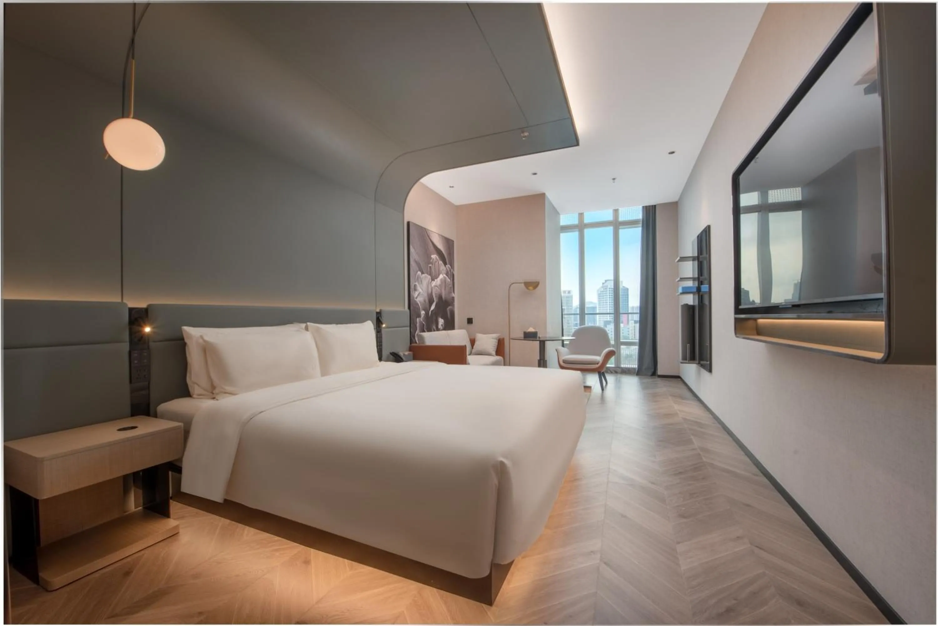 Bed in Atour S Hotel Shenzhen Nanshan Science and Technology Park Hi-Tech Centre