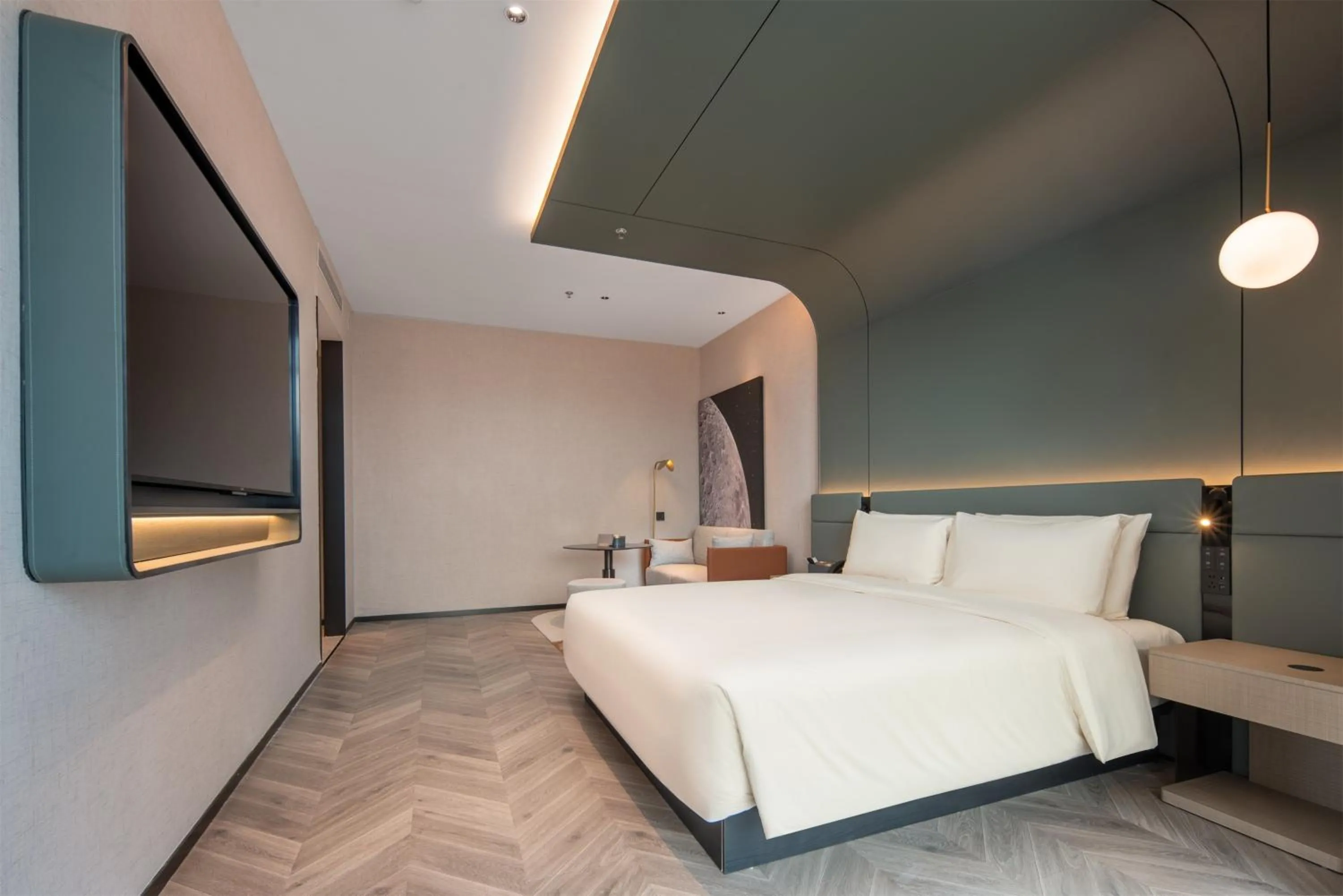 Bed in Atour S Hotel Shenzhen Nanshan Science and Technology Park Hi-Tech Centre