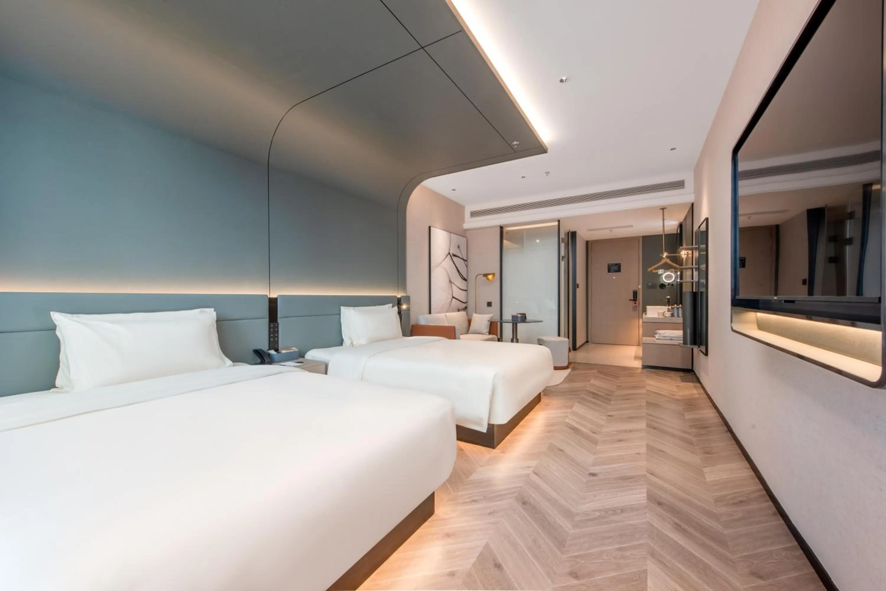 Bed in Atour S Hotel Shenzhen Nanshan Science and Technology Park Hi-Tech Centre