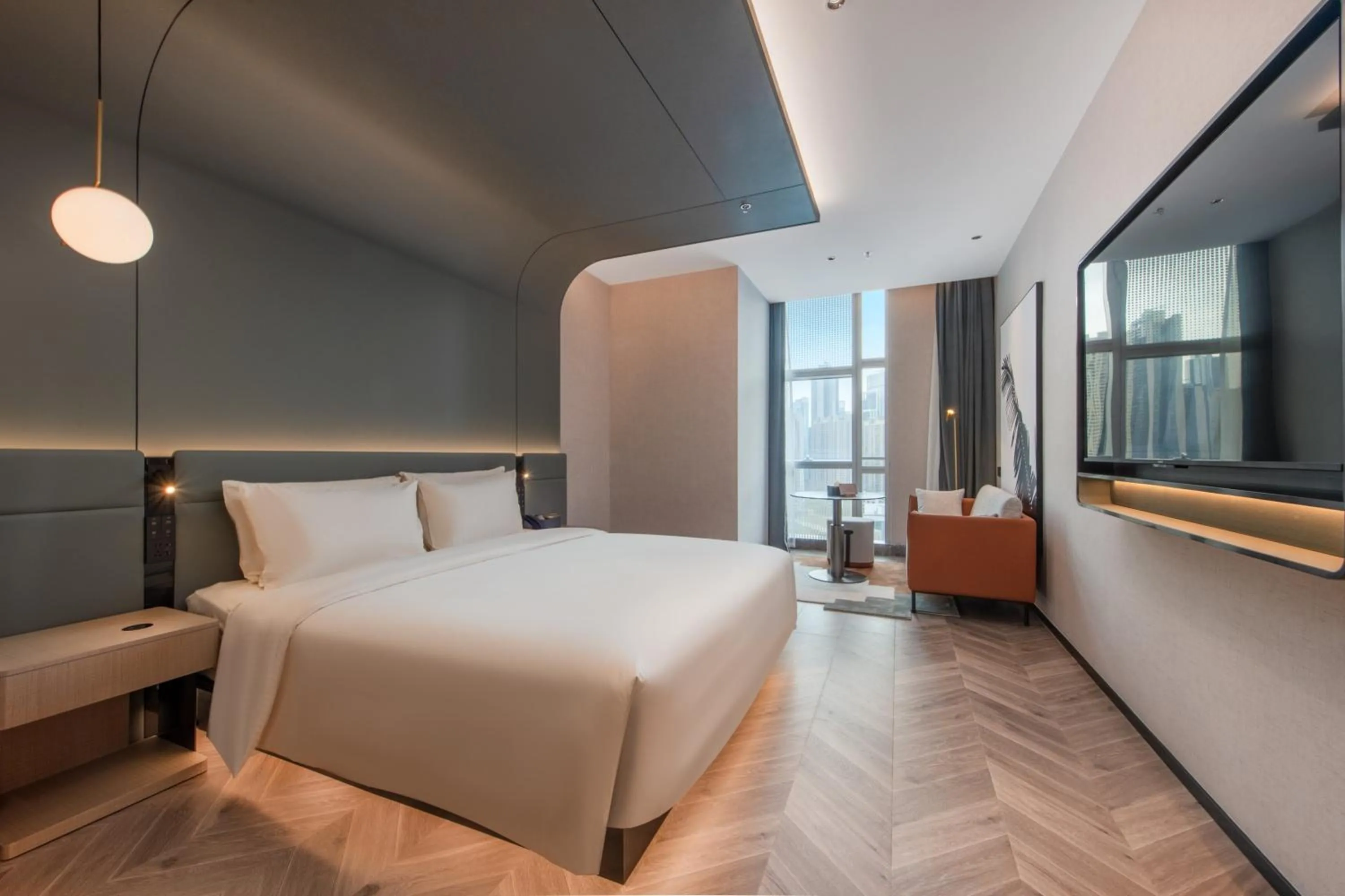 Bed in Atour S Hotel Shenzhen Nanshan Science and Technology Park Hi-Tech Centre