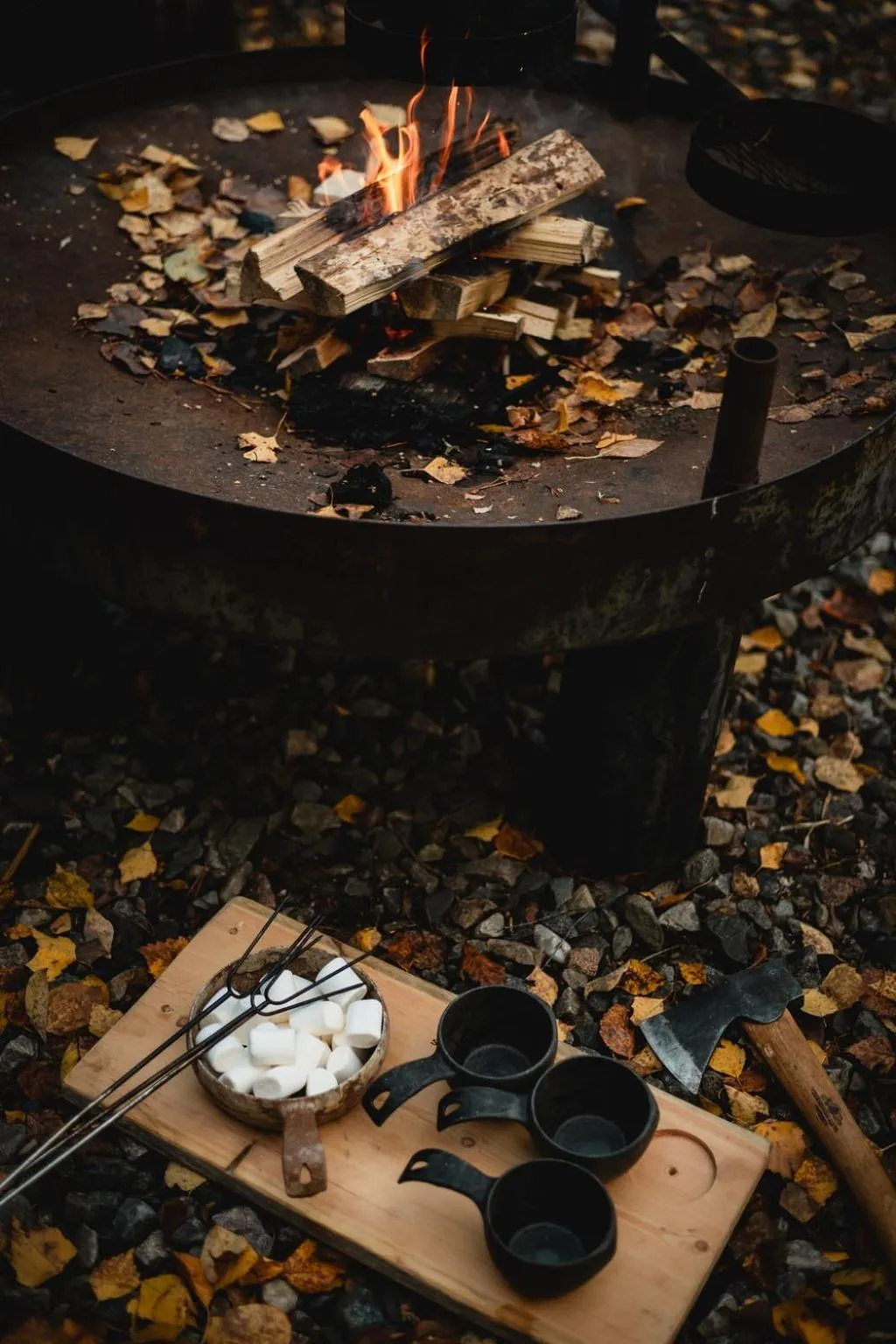 fireplace in Vaattunki Wilderness Resort