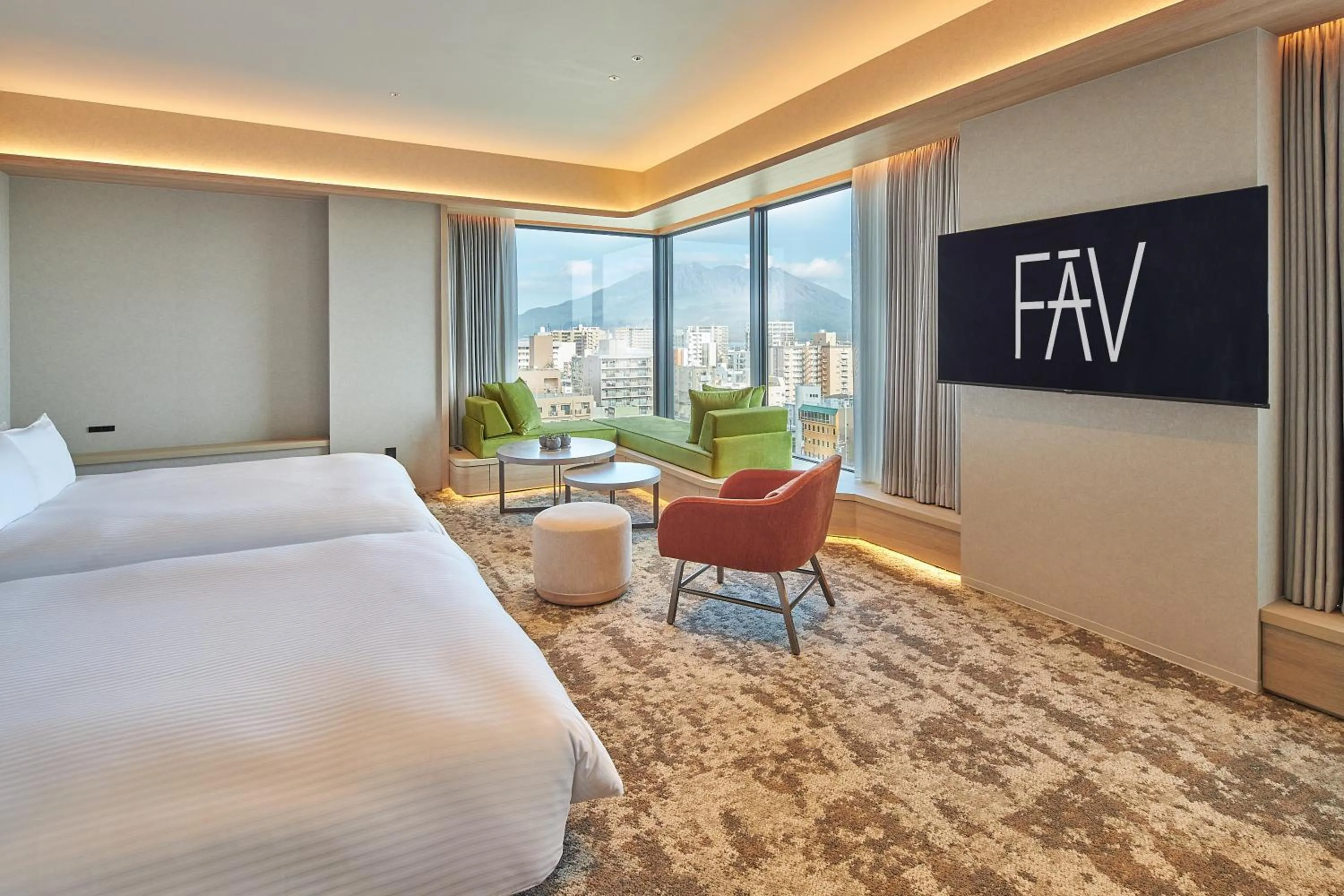 Photo of the whole room, Bed in FAV LUX Kagoshima Tenmonkan