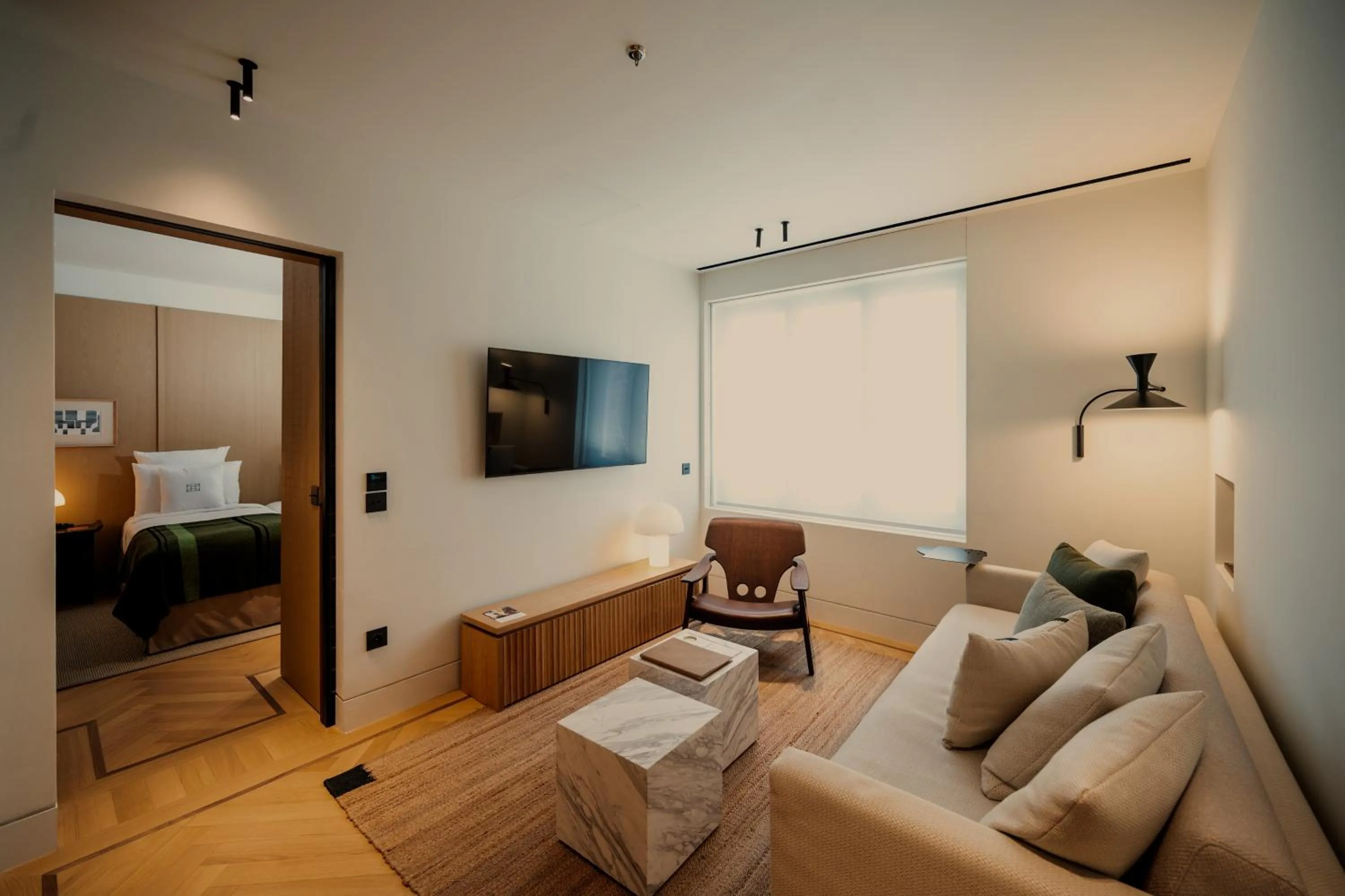 Living room, Bed in Athens Capital Suites-MGallery Collection