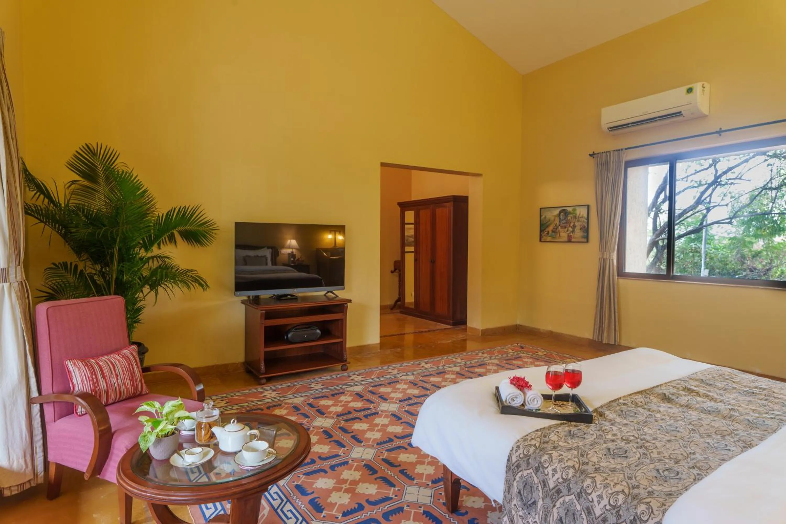 Bedroom, Bed in amã Stays & Trails Kihim Courtyard, Alibag