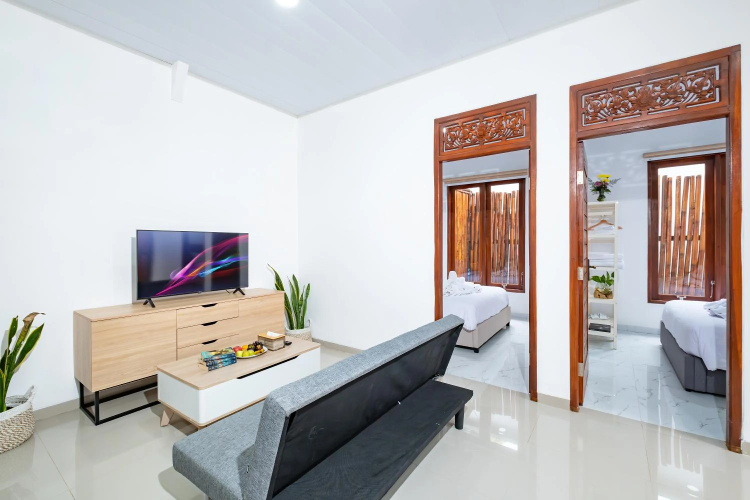 Seating area, Bed in Villa Kayu Amertha