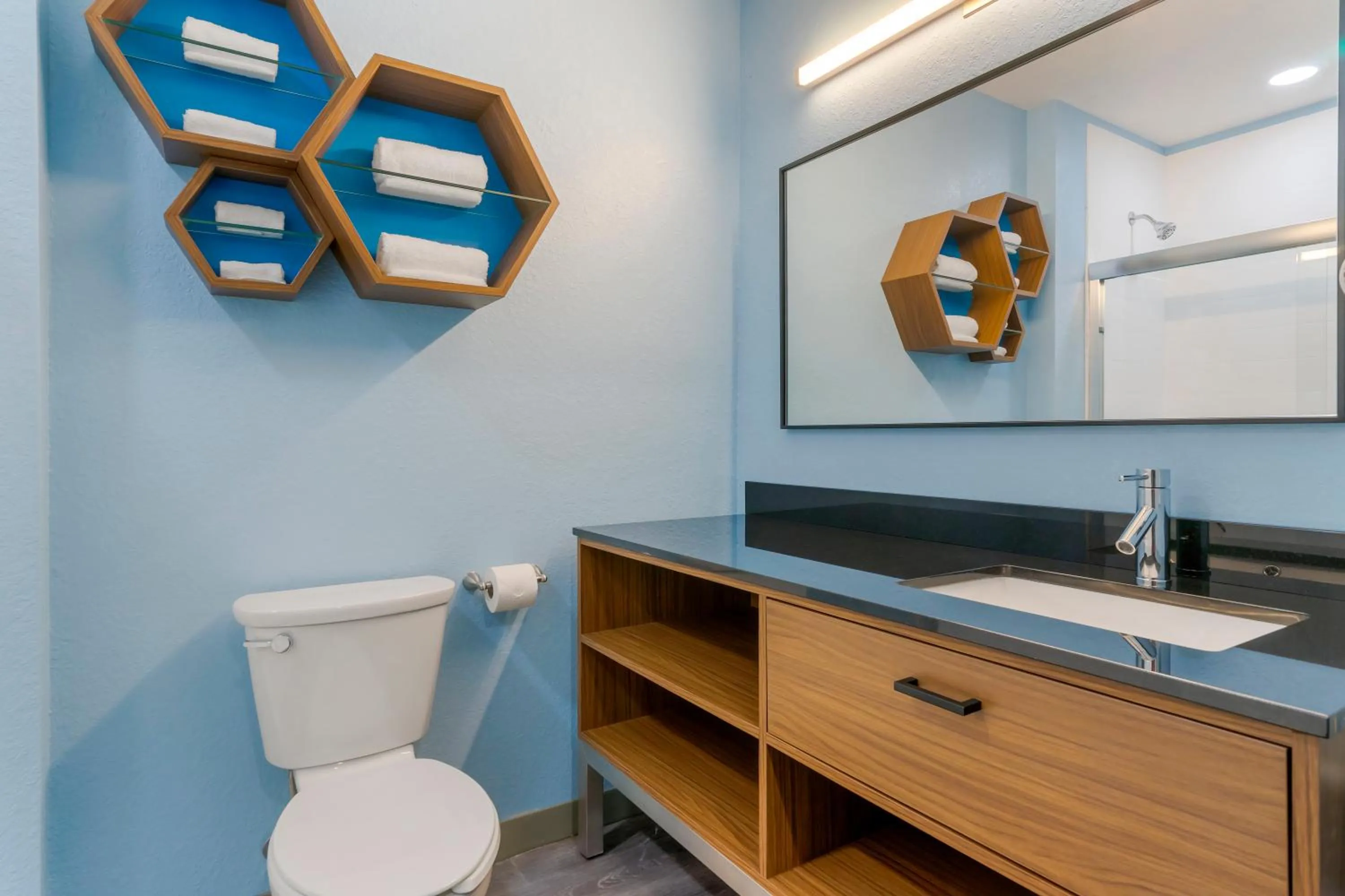 Bathroom in HomeTowne Studios by Red Roof Tampa - Airport