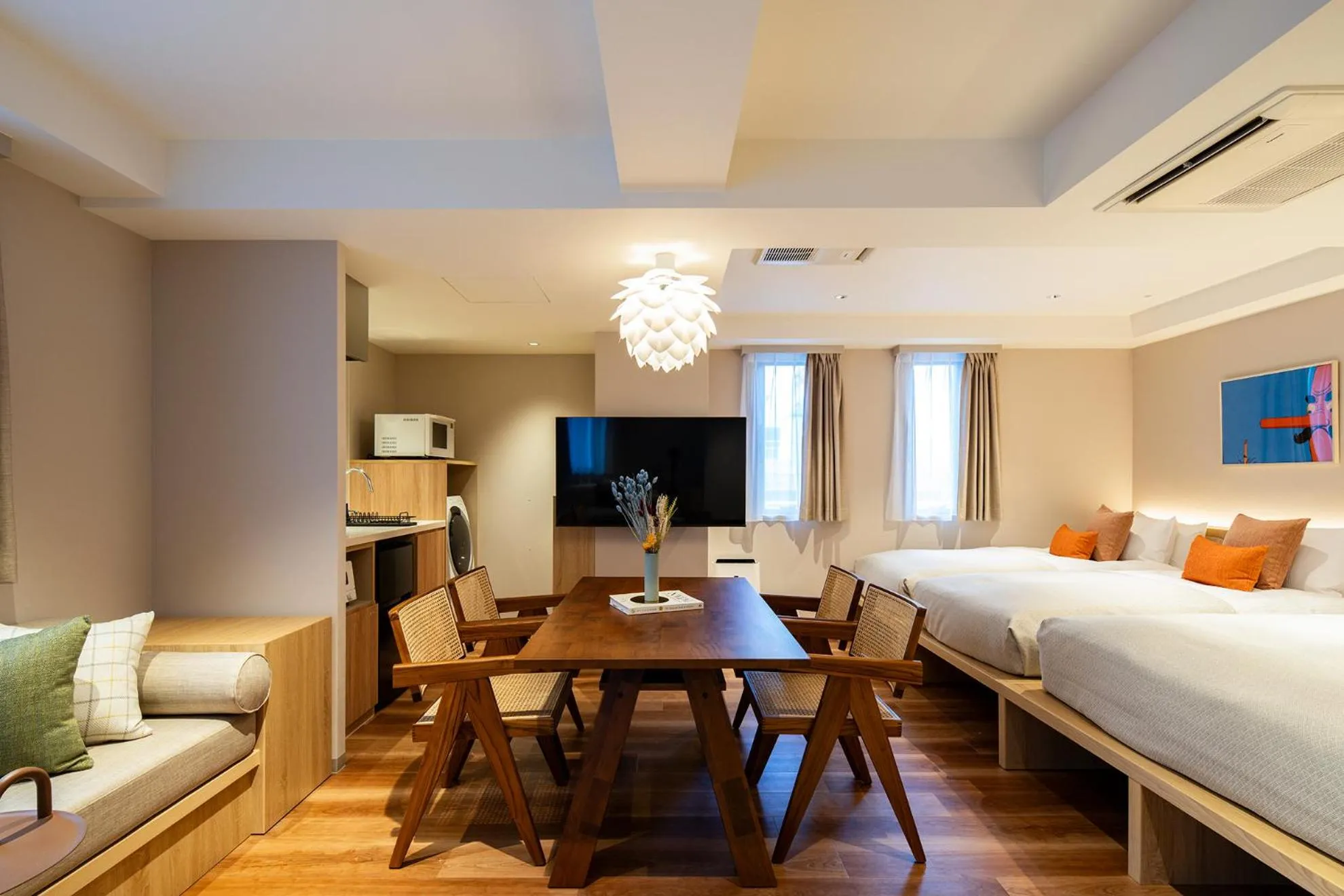 Dining area, Bed in Section L Shimbashi West