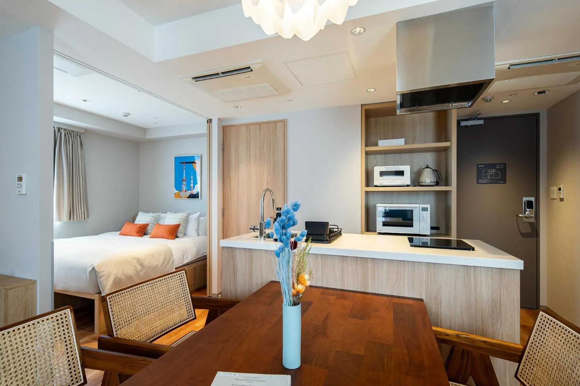 Dining area, Bed in Section L Shimbashi West