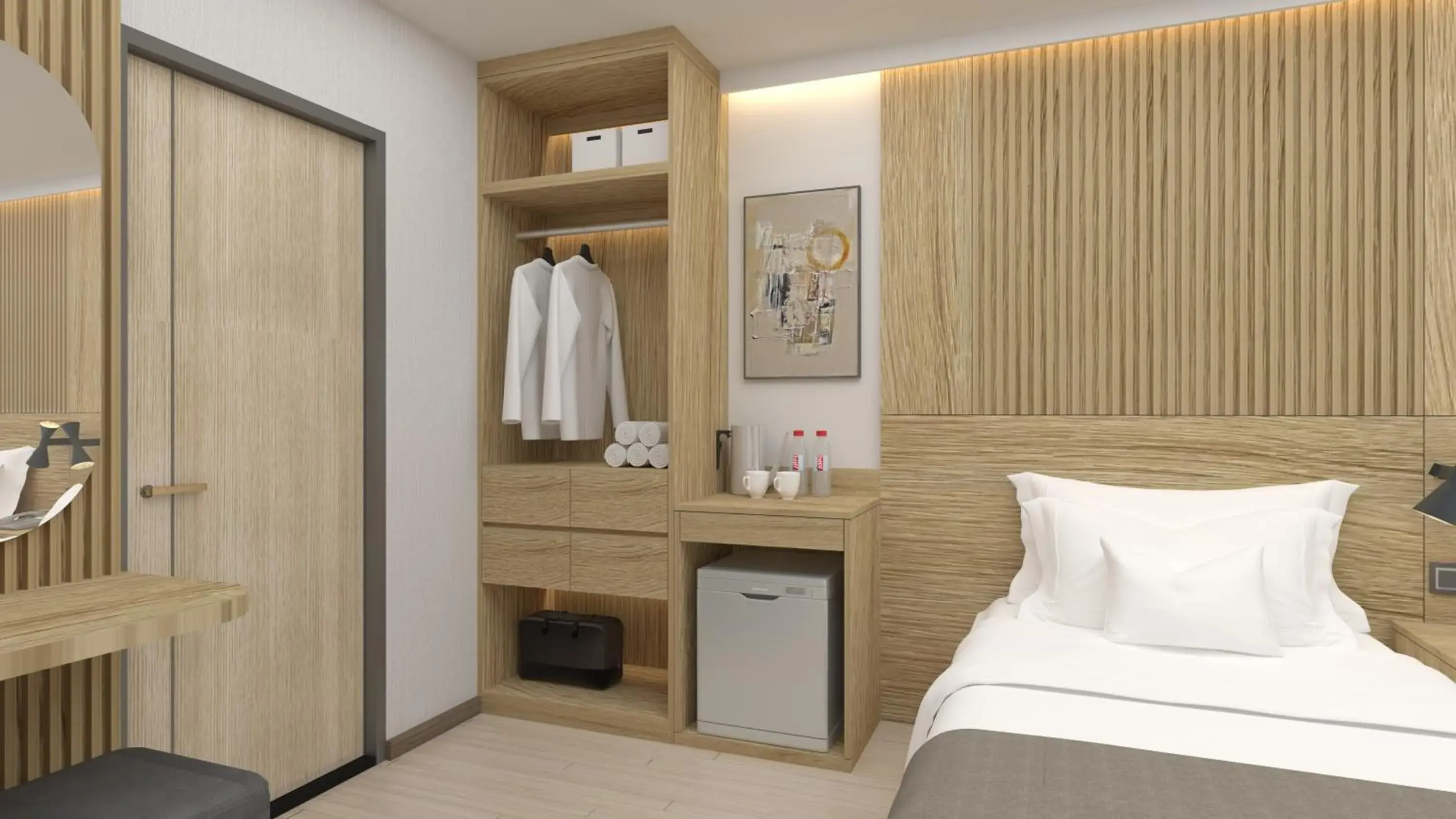 wardrobe, Bed in Winston Hotel wardrobe, Bed in Winston Hotel