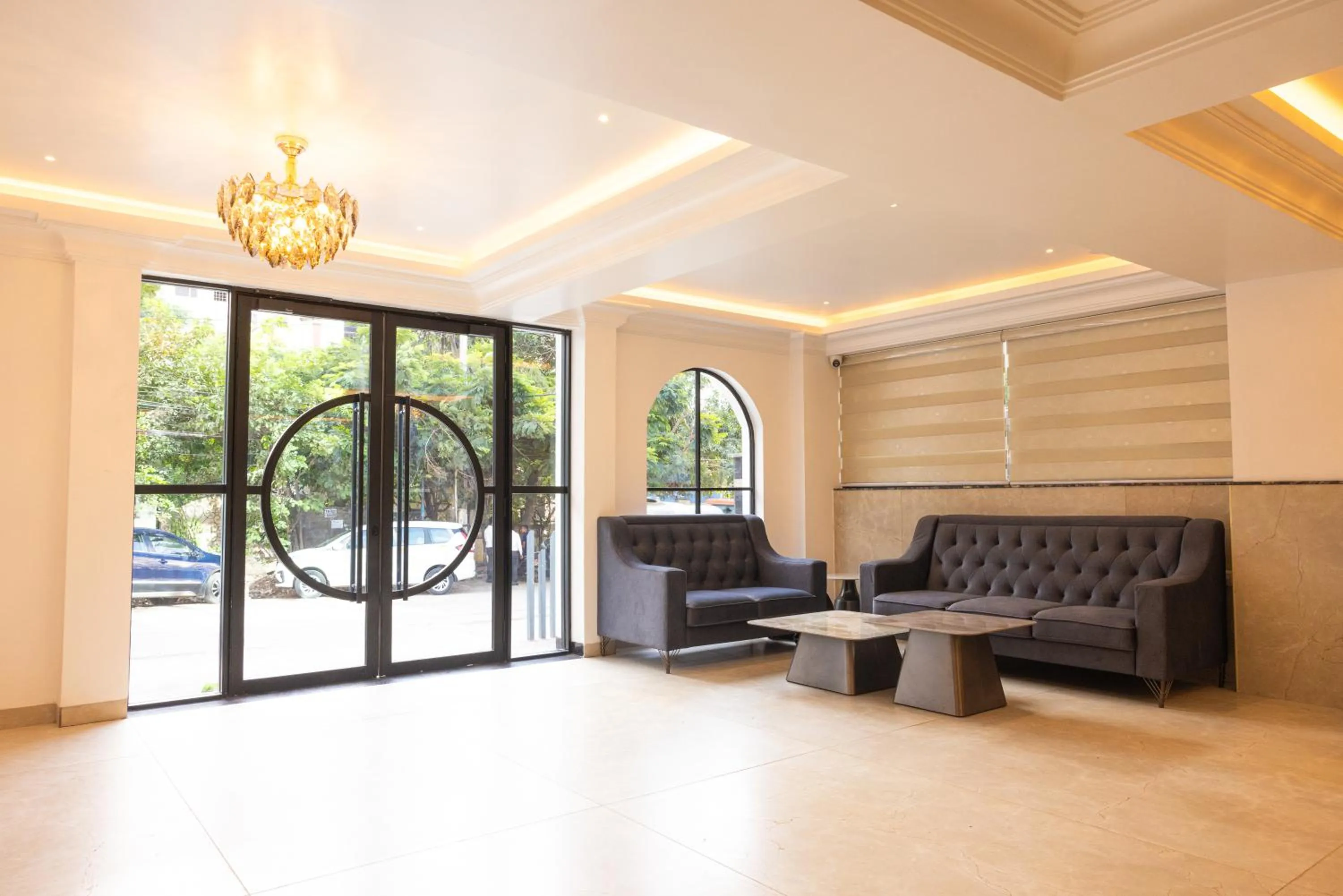 Seating area in Hotel Radhe Pride Hitech City