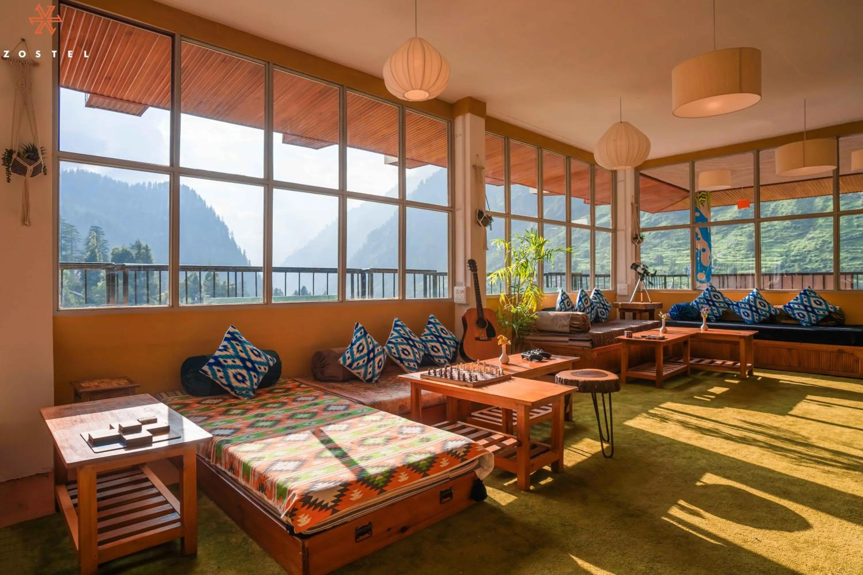 Seating area in Zostel Pulga