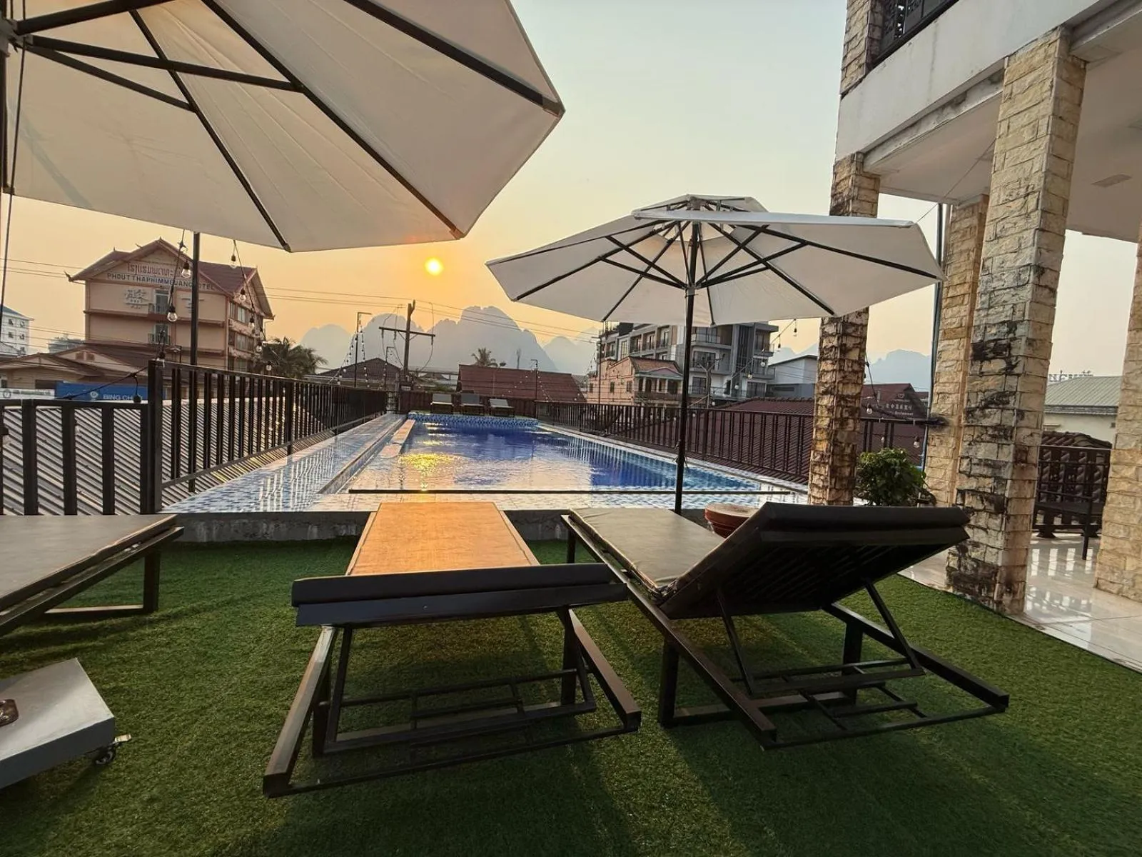 Pool view in A P S Hotel