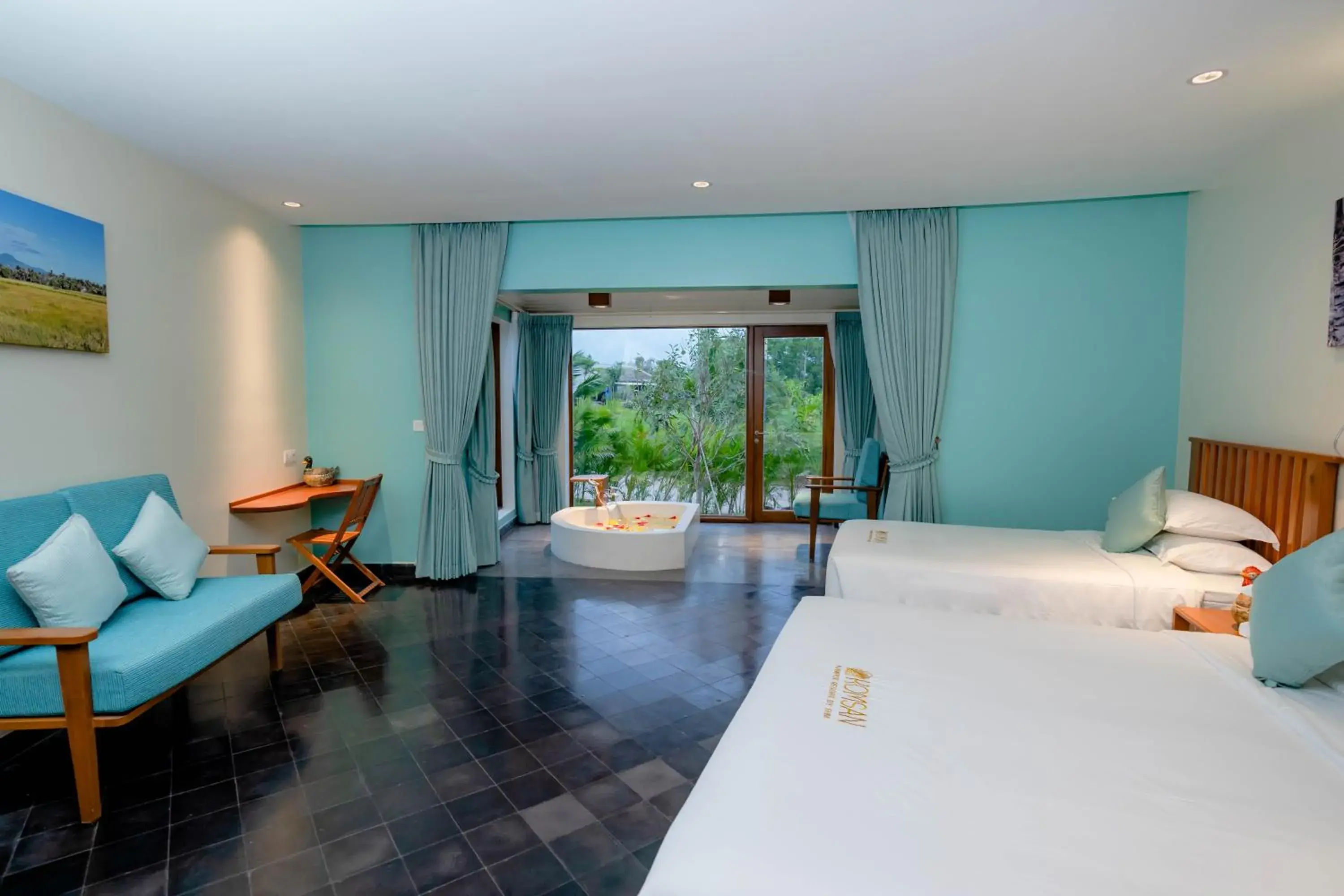 View (from property/room), Bed in Komsan Kampot Resort View (from property/room), Bed in Komsan Kampot Resort