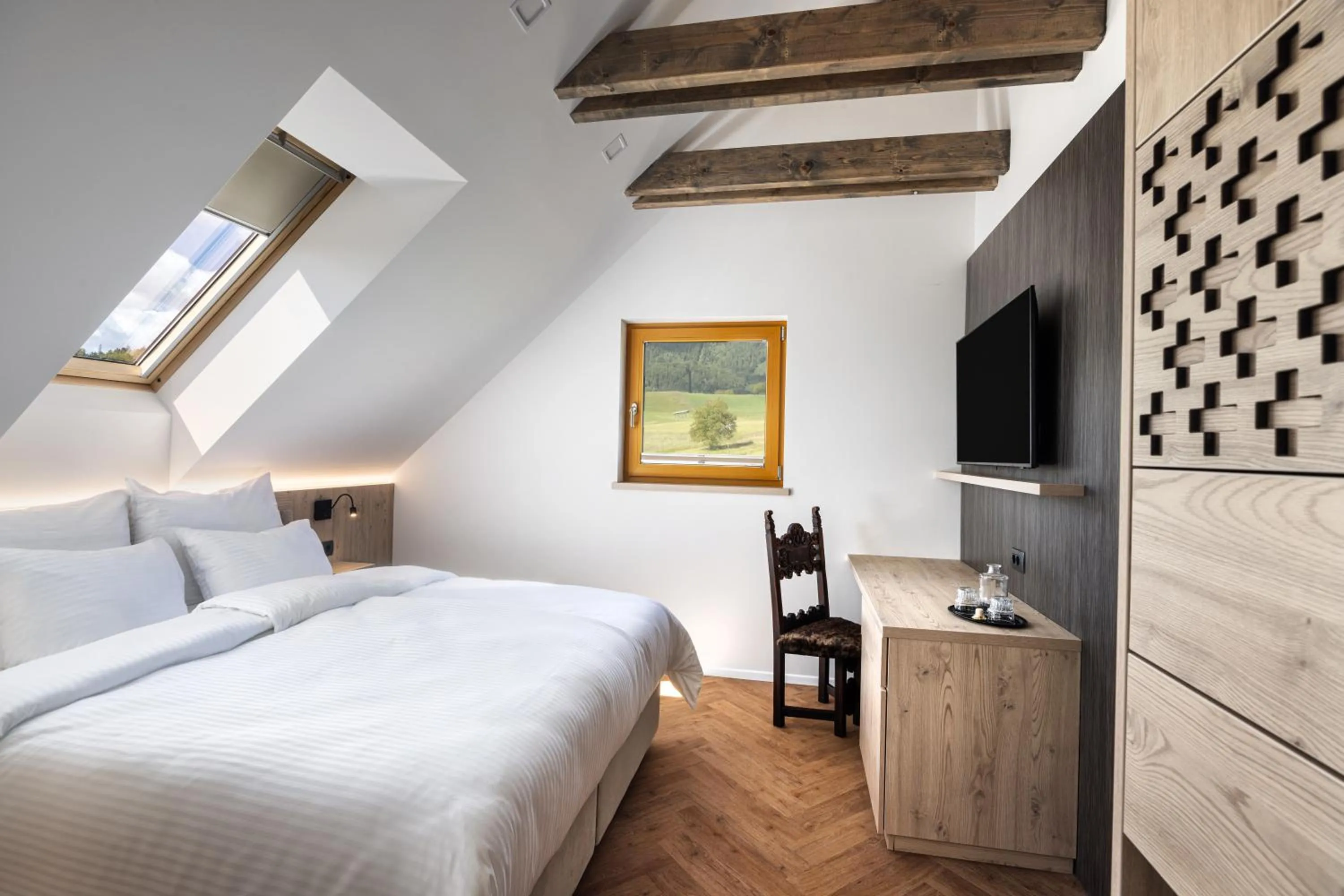 View (from property/room), Bed in Hotel Julian Alps