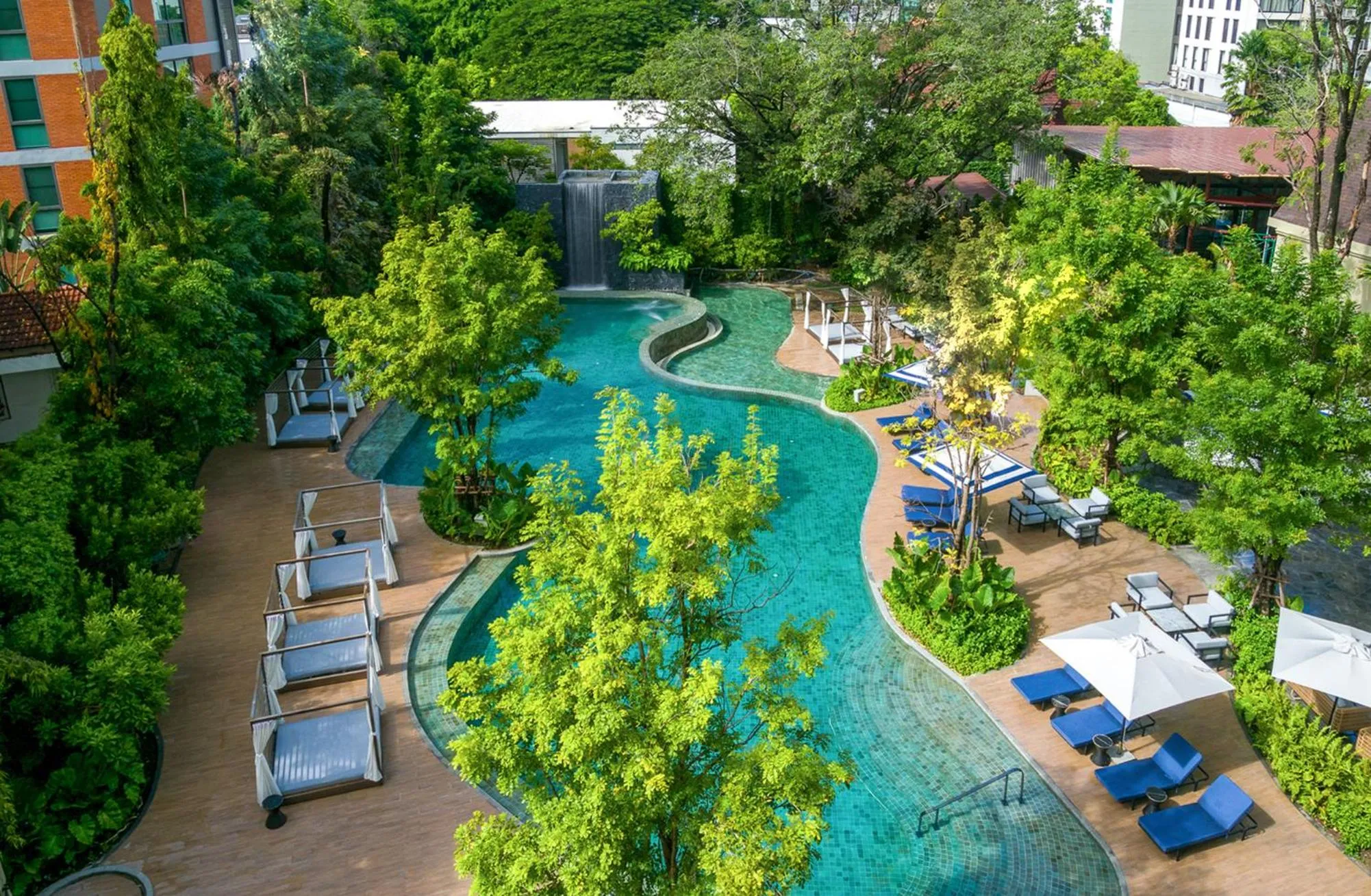 Pool view in Marriott Executive Apartments, Bangkok Townhall Sukhumvit