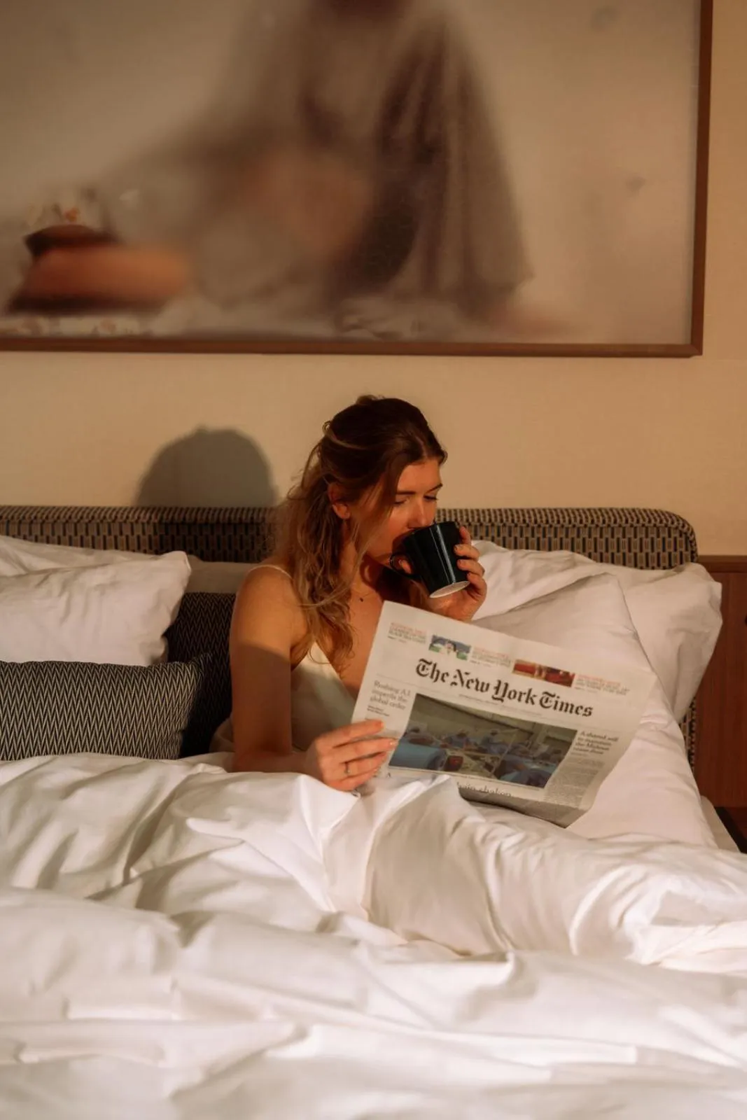 Decorative detail, Bed in De Plesman Hotel The Hague