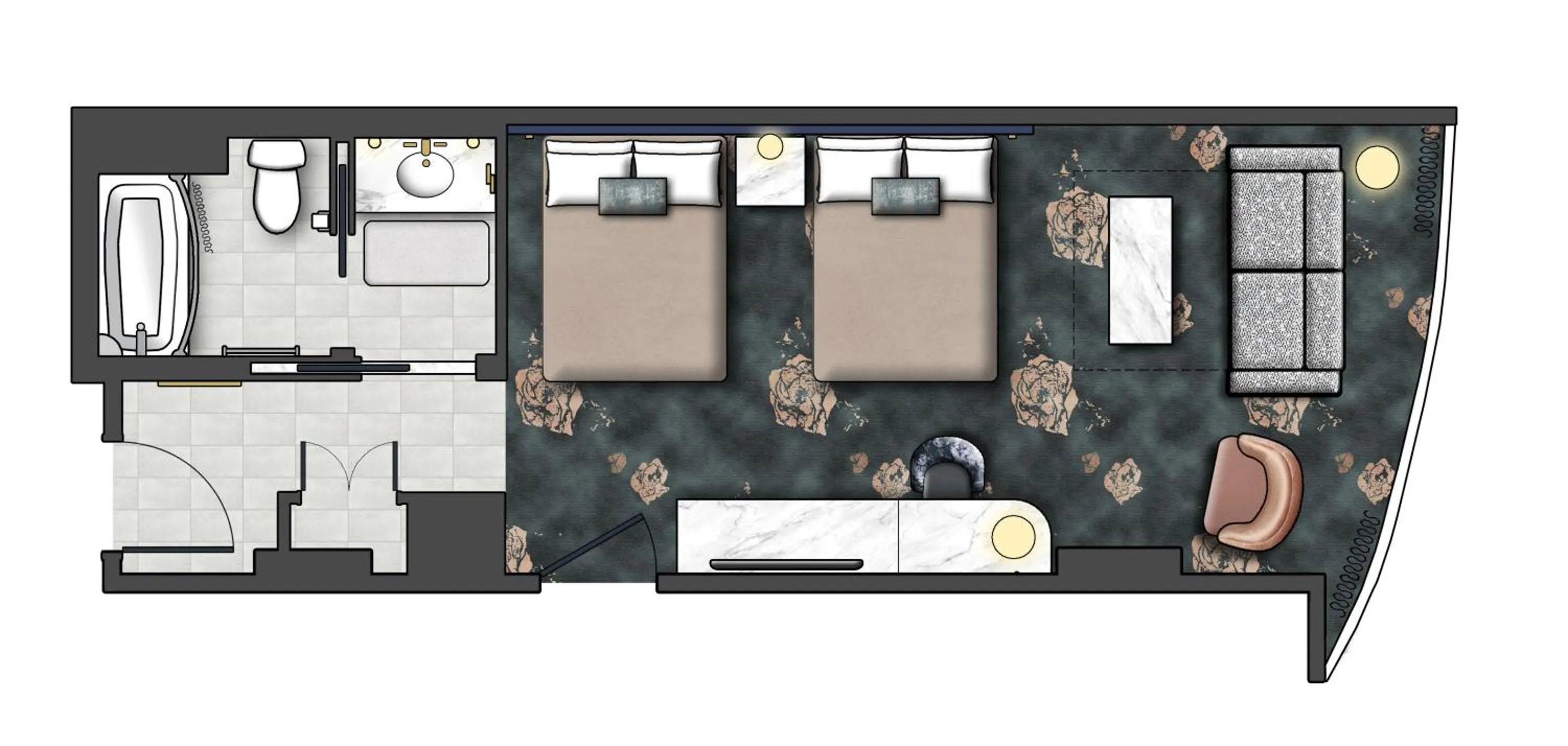 Bedroom in Universal's Helios Grand Hotel, a Loews Hotel