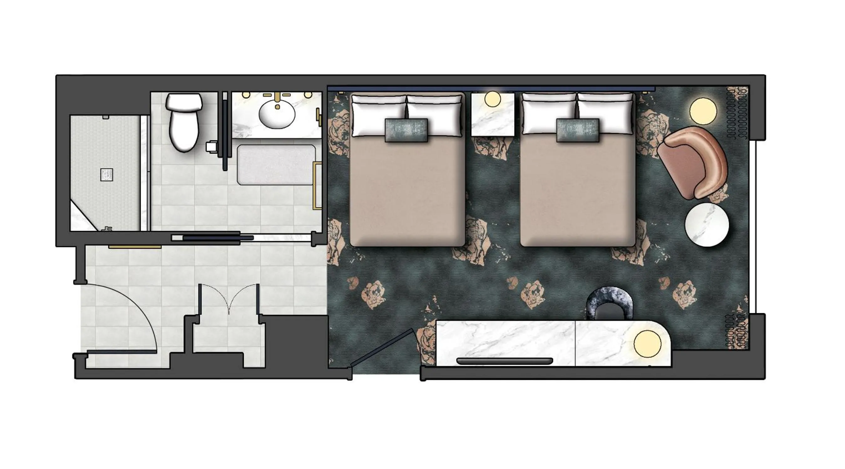 Bedroom in Universal's Helios Grand Hotel, a Loews Hotel