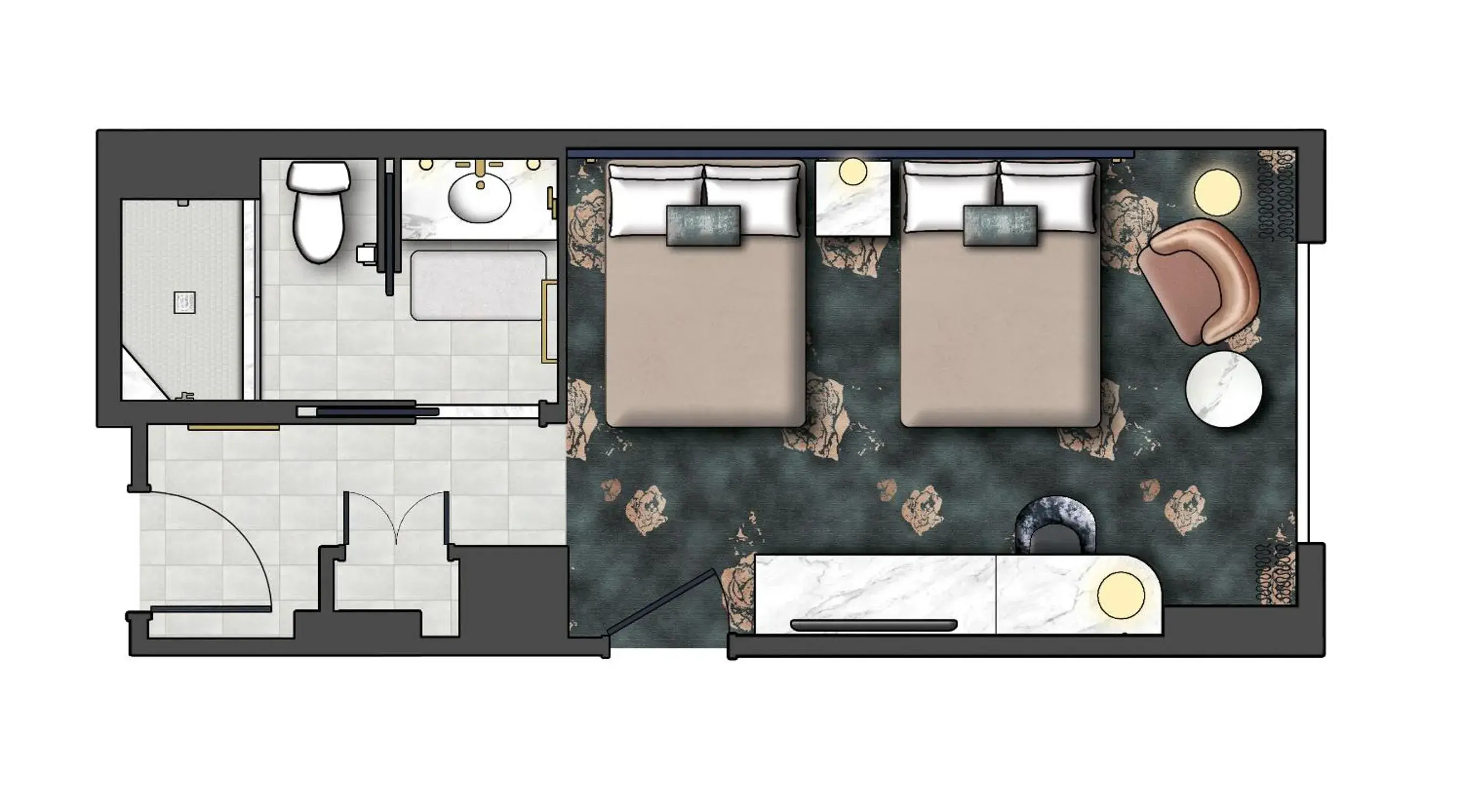 Queen Room with Pool View (Dedicated Entrance to Epic Universe**) in Universal's Helios Grand Hotel, a Loews Hotel Queen Room with Pool View (Dedicated Entrance to Epic Universe**) in Universal's Helios Grand Hotel, a Loews Hotel