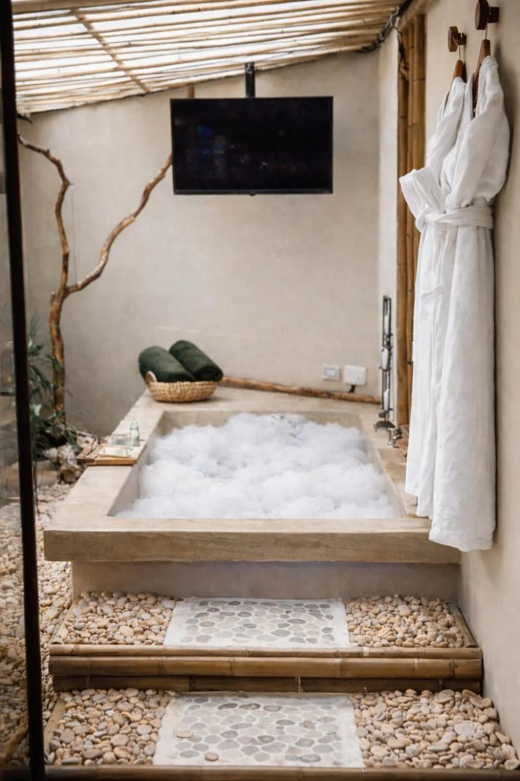 Hot Tub, Bed in Vila Abaton