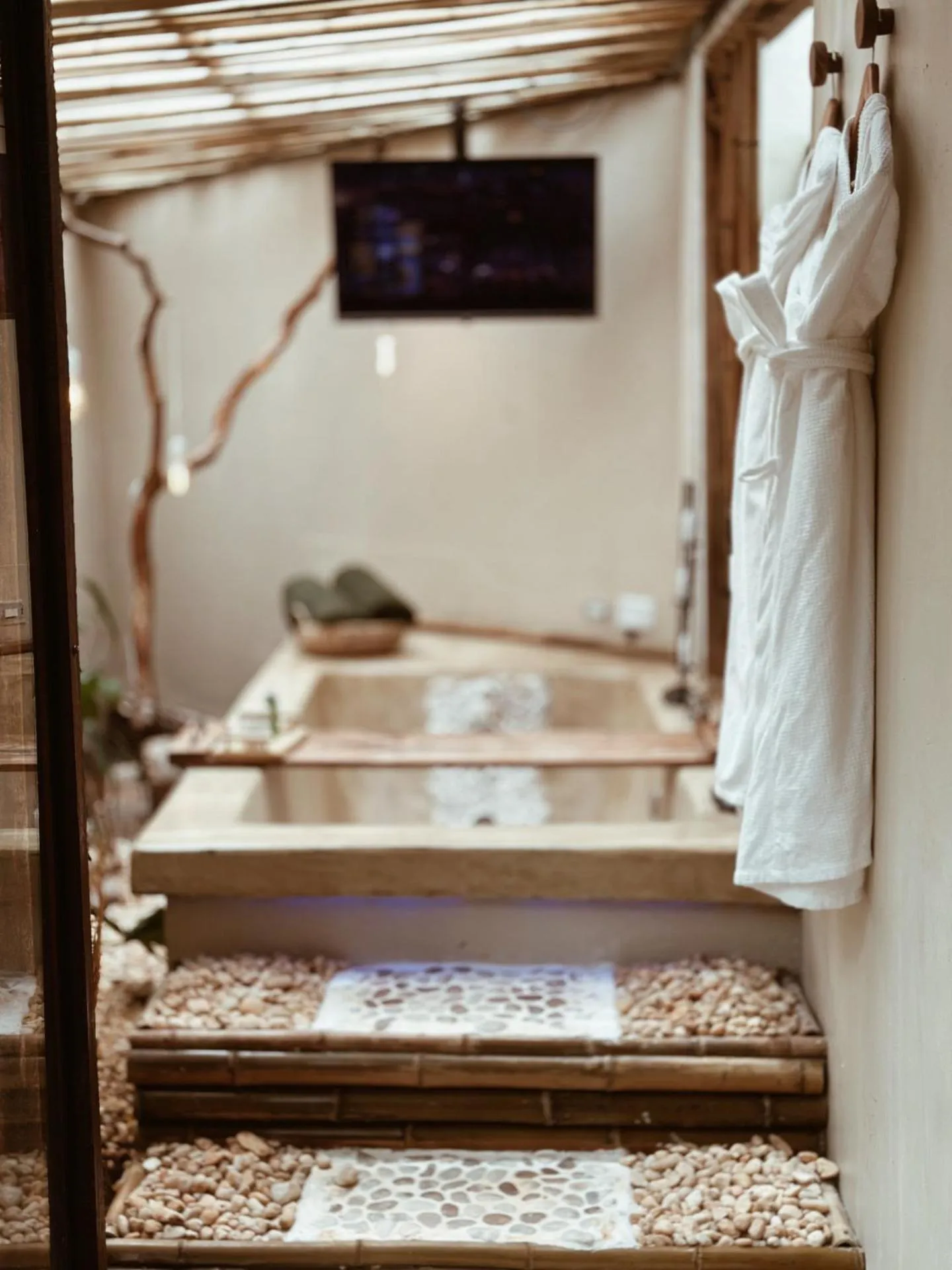 Bathroom, Bed in Vila Abaton